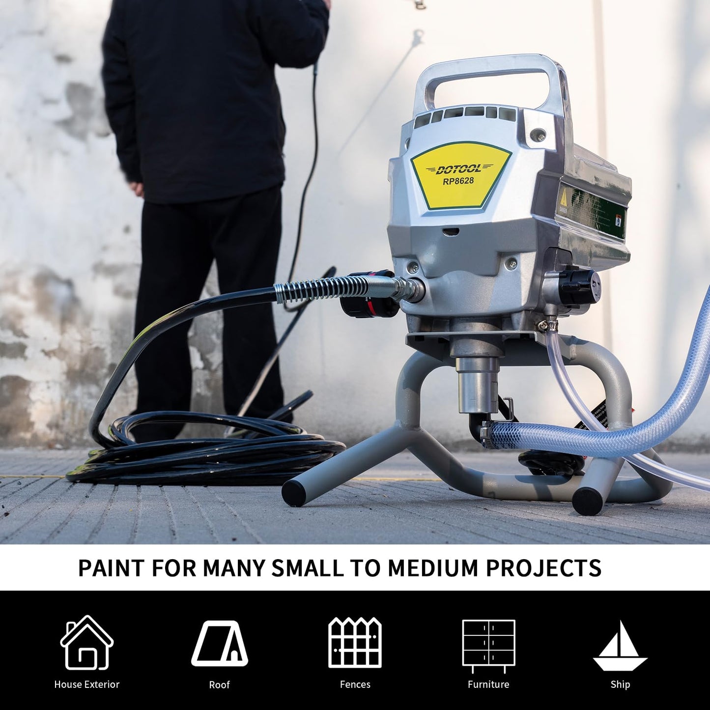 DOTOOL Airless Paint Sprayer,3300PSI High Efficiency Paint Sprayer gun,Thinning-Free,with Extension Pole other accessories,for Home Interior & House Exterior DIY Painting Projects.
