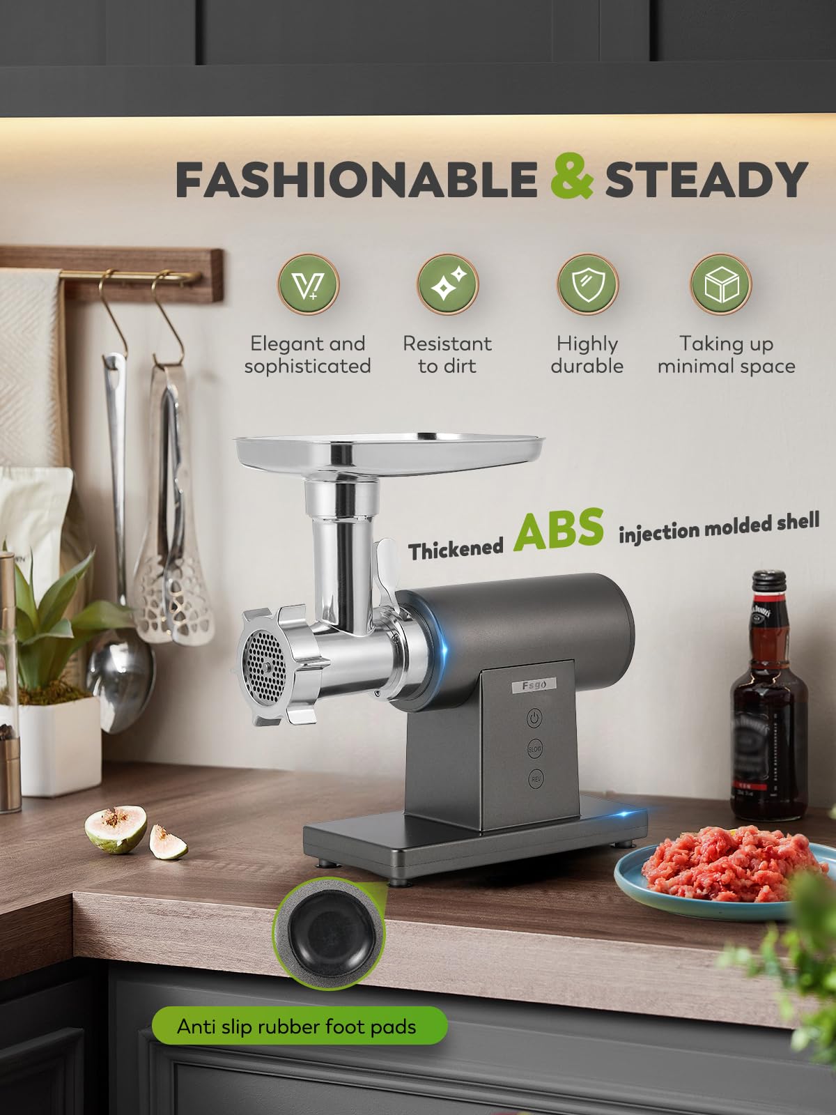 Flyseago Meat Grinder Electric 3200W Meat Mincer Chopper Machine Multifunctional with Cutting Blade 3 Grinding Plates 3 Sausage Stuffers Kubbe Kit Juicer Cheese Grater Veggie Shredder