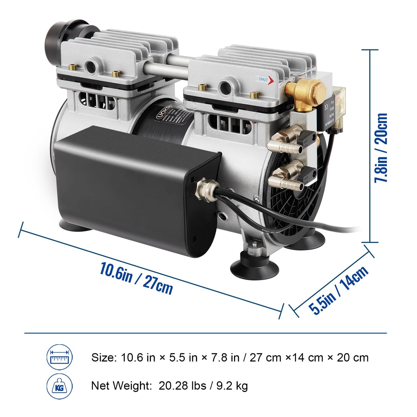 WERMAH Pond Aerator, Pond & Lake Aeration System for Up to 3 Acre, 3/4 HP Compressor, Pond Aeration Pump for Outdoor Lakes (No Diffusers)