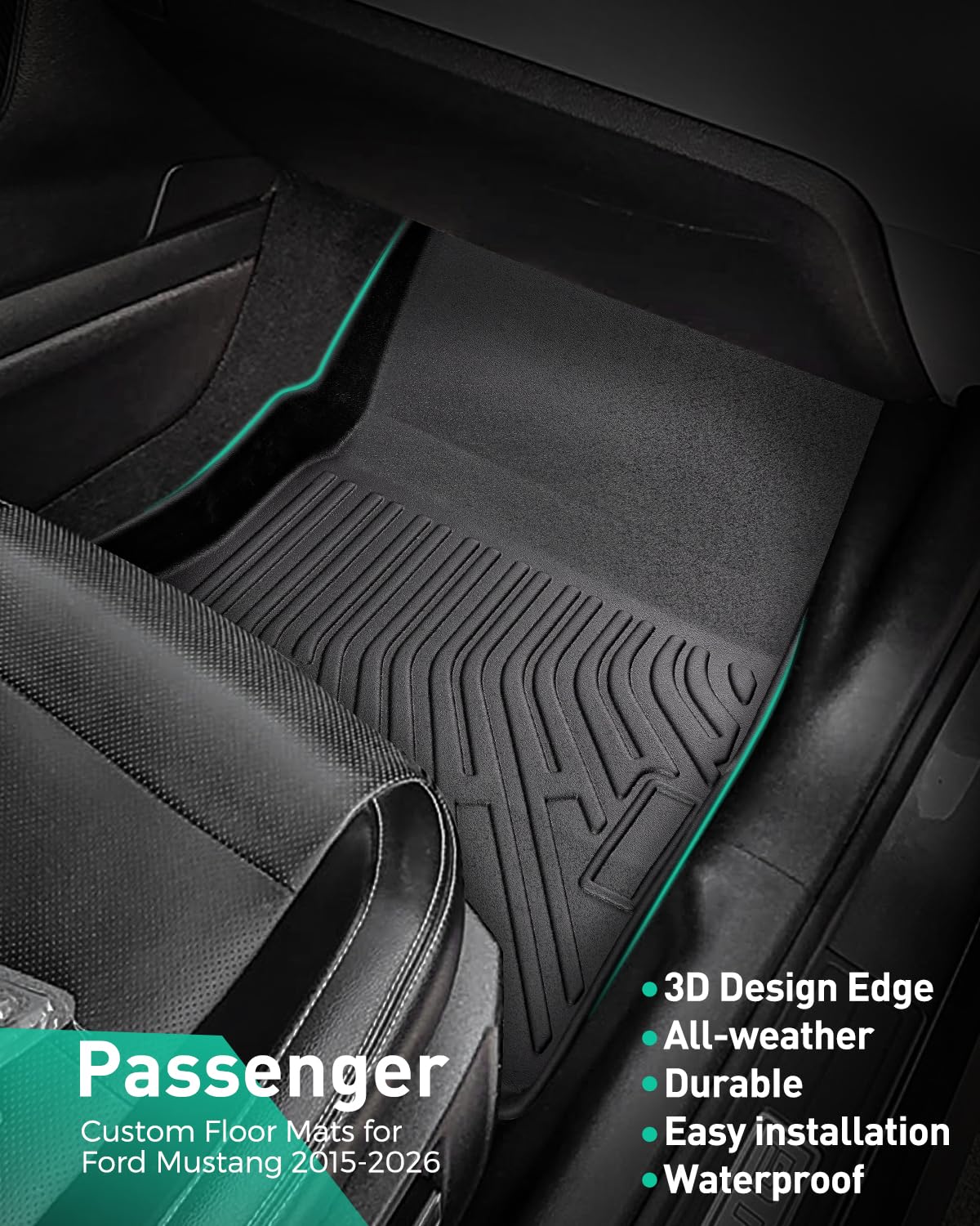 CARxion® for Ford Mustang Floor Mats & Cargo Liner (2015-2024 2025 2026, 5PCS Full Set, Not for Mach-E)