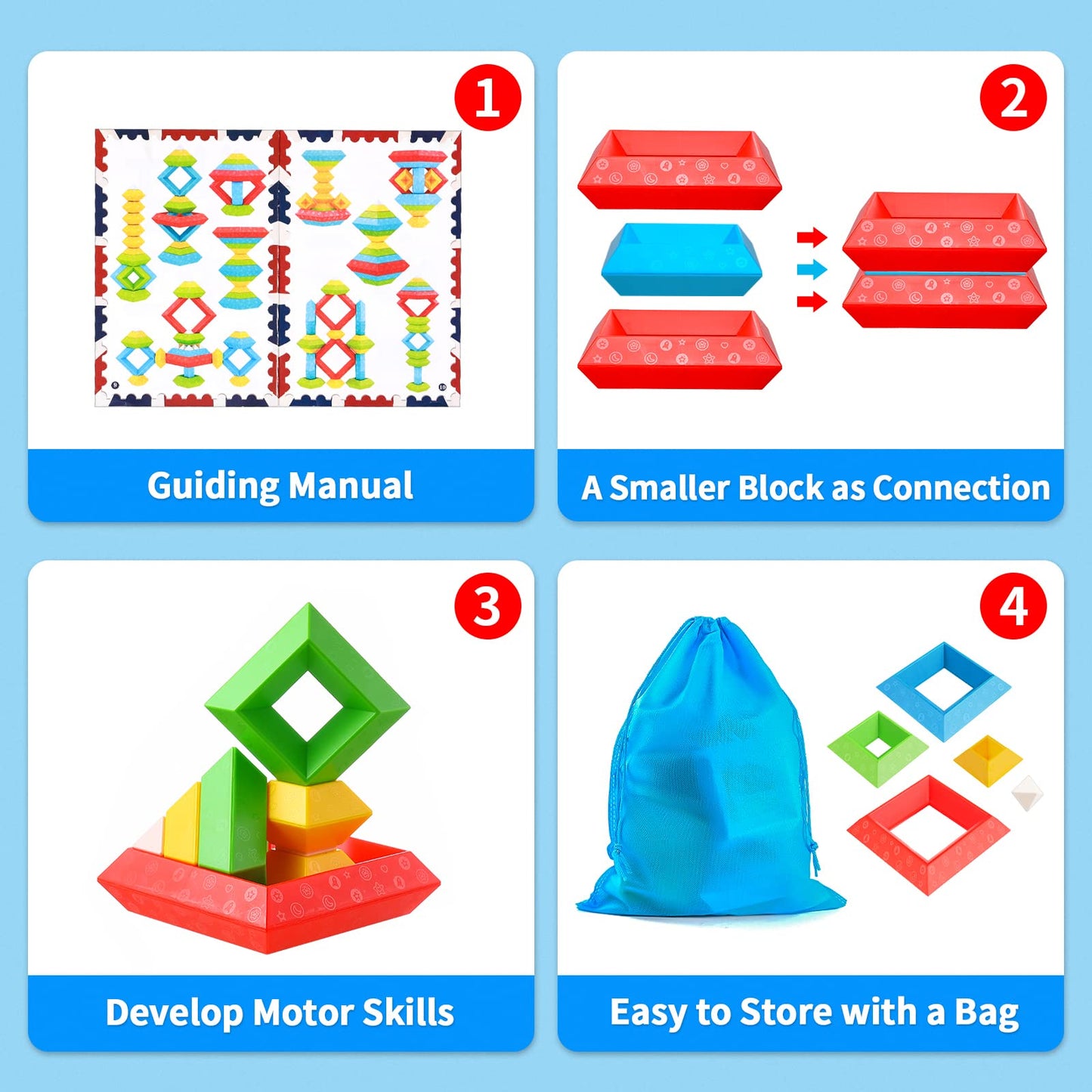 Hieoby Montessori Toys for 1 2 3 4 Year Old Boys Girls Toddlers Preschool Learning Activities 30Pcs Building Blocks Stacking Educational Toys STEM Sensory Gifts for Kids Age 1-2 2-4