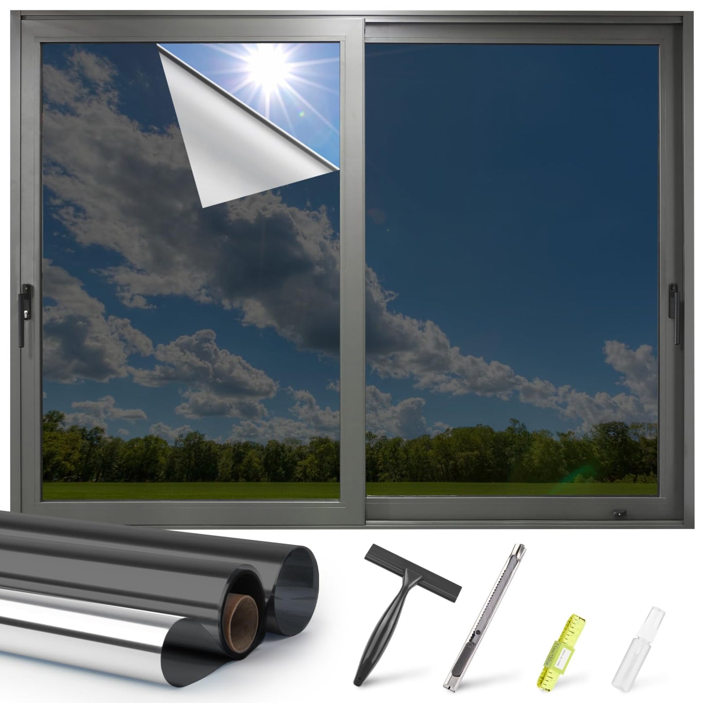 Kromapolis Window Privacy Film, Vinyl Glass Covering, Stained Decorative Film Frosted, Static Window Clings, Non-Adhesive, No-Glue (17.5 x 78.7 inch)