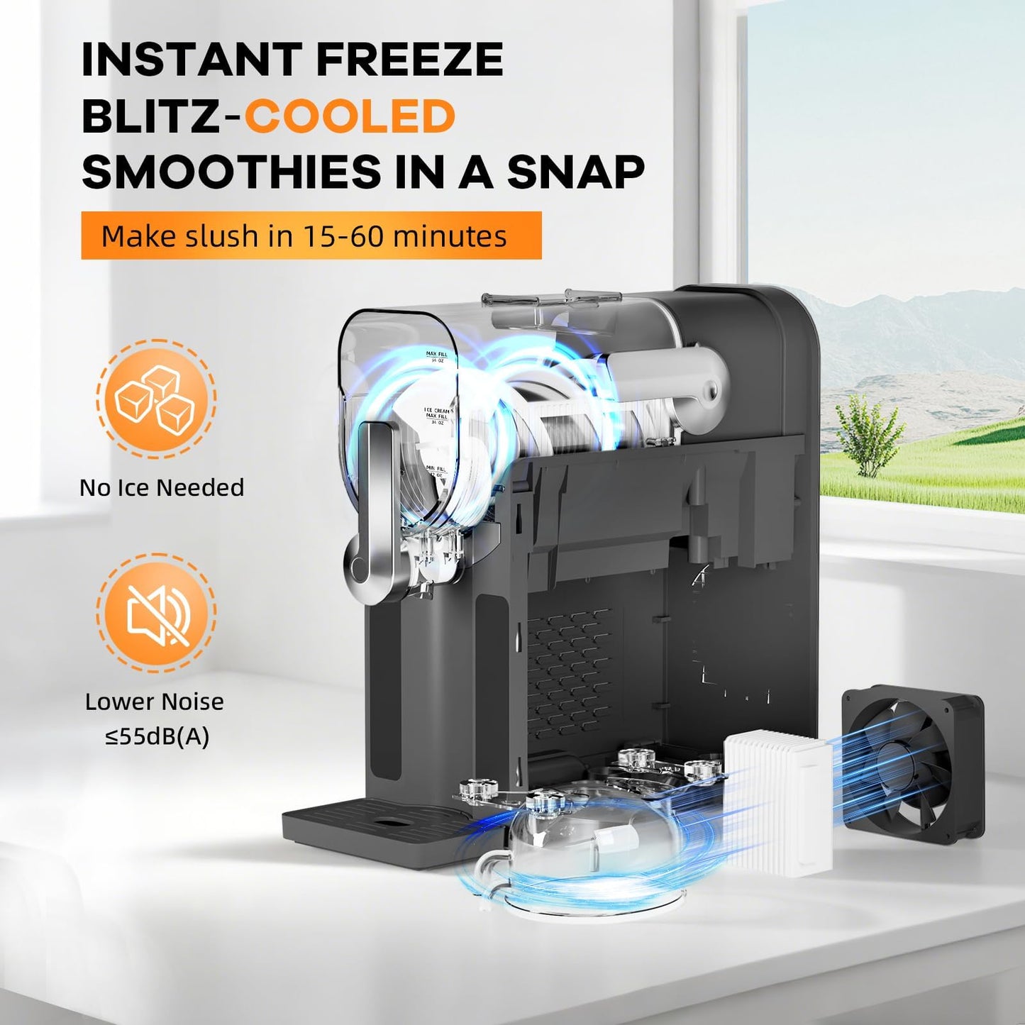 Slushie Machine, No Ice Needed,70 oz Frozen Drink & Soft Serve Ice Cream Machine for Home w/LED Display, One-Touch Reservation & 6 Pre-Set Programs,Auto-Clean for Frozen Margaritas, Frappés