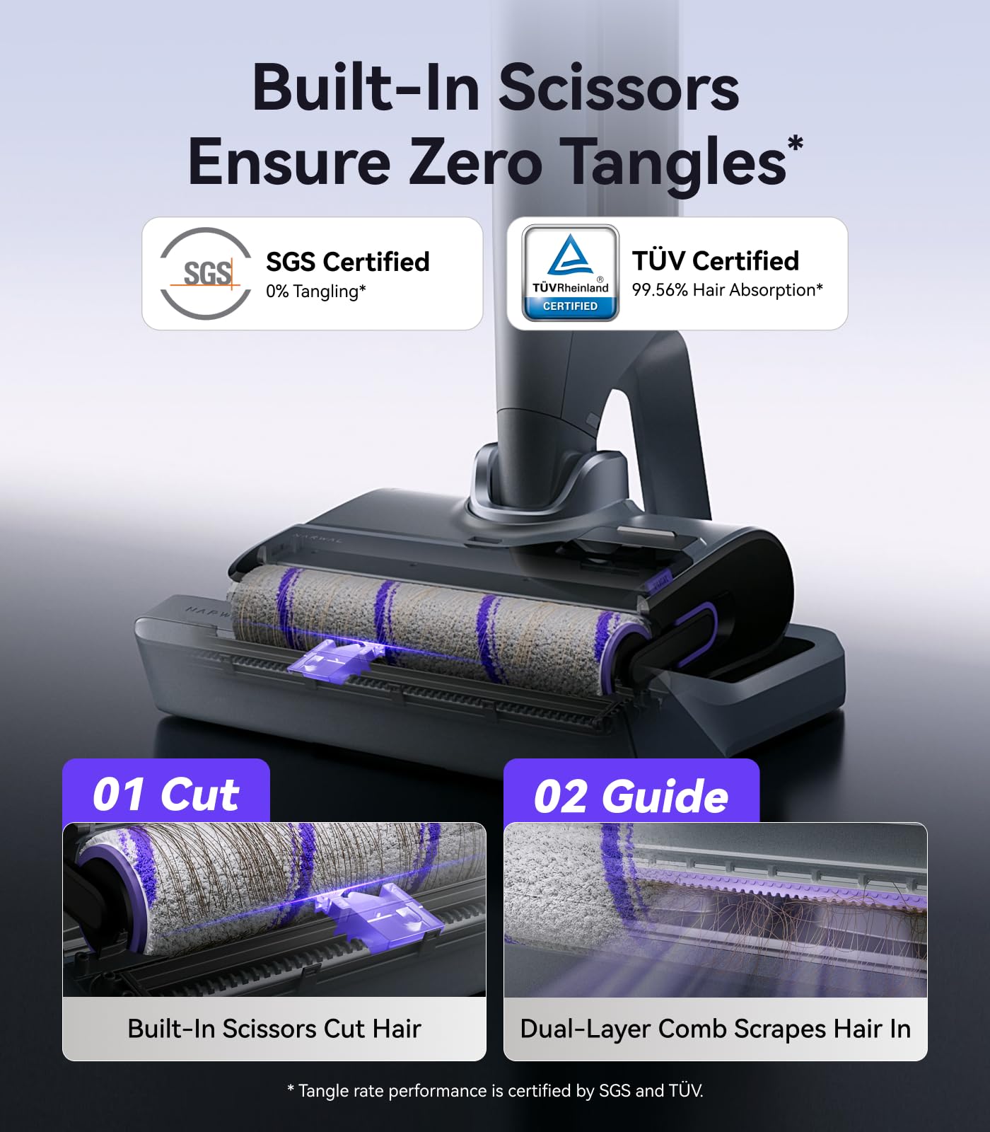 NARWAL S30 Pro Wet Dry Vacuum Cleaner with 20000Pa Suction, Cordless Vacuum Mop for Hard Floors, Tangle-Free Hair-Cutting, 180° Lie Flat, 194°F Self-Cleaning, Disposable Waste Bag, Edge Cleaning