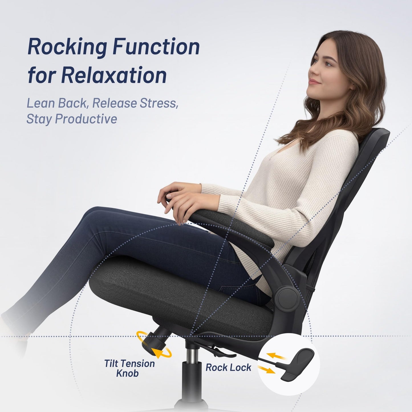 QLTPLUS Office Desk Chair for Long Hours & Lower Back Pain Relief – 4“ Thick Molded Foam Cushion, Enhanced Lumbar Support, Padded Flip-up Armrests, New Year Workspace Upgrade, Black