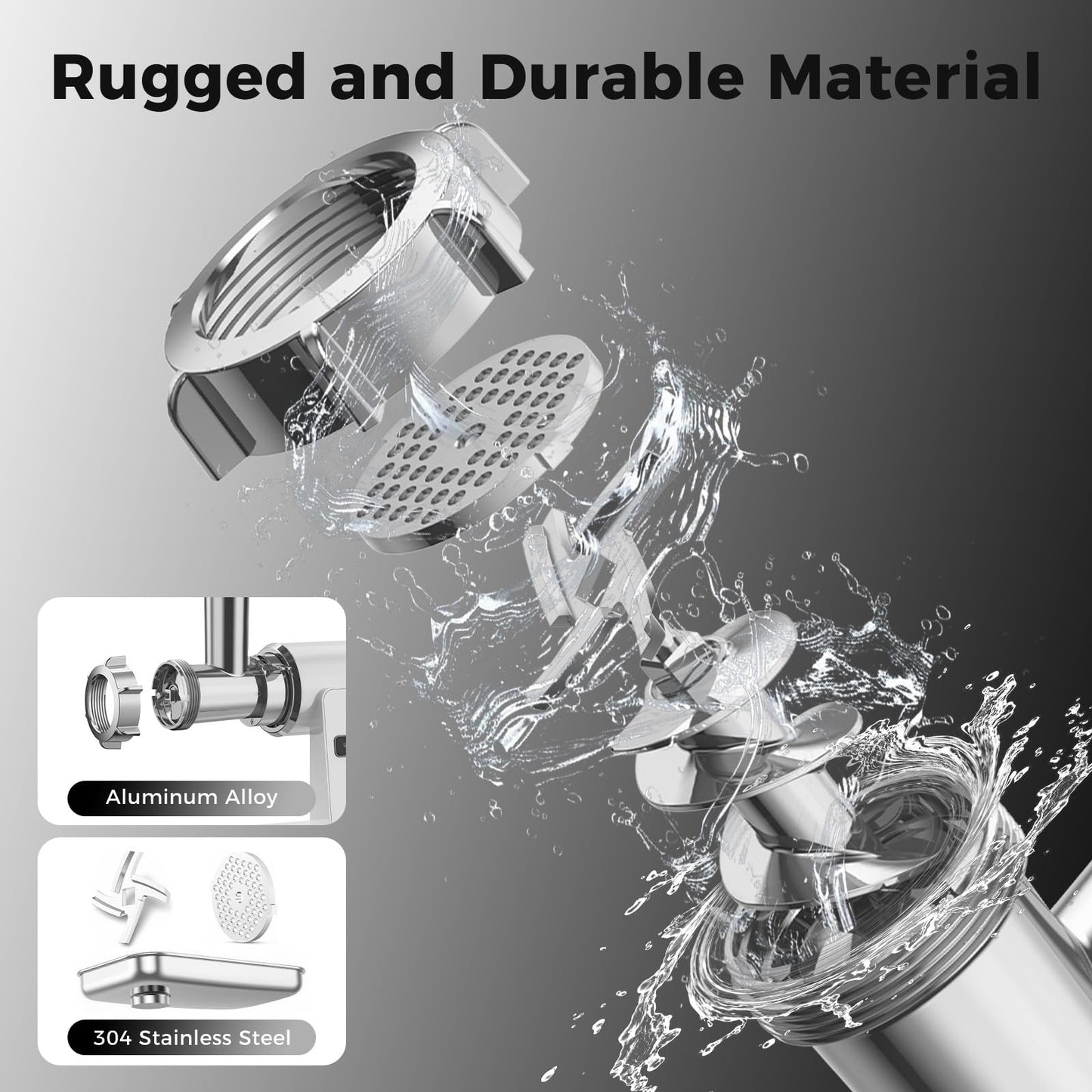 Kourice Meat Grinder, Electric Meat Grinder with Sausage Stuffer Maker & Kubbe Kit, Metal-Body Meat Mincer with 3 Stainless Steel Grinding Plates & 2 Blades for Home Kitchen Using