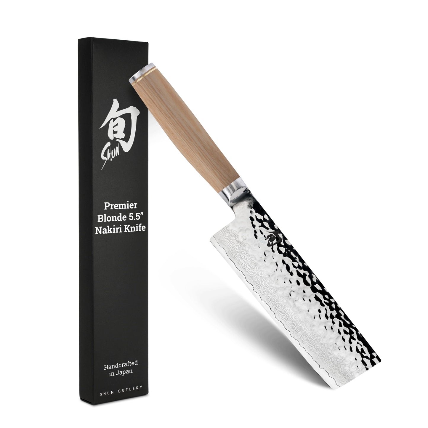 Shun Premier Blonde 5.5" Nakiri Knife, Handcrafted Japanese Vegetable Knife, VG-MAX Core with Damascus Stainless Steel Cladding, Pakkawood Handle, Slicing Tool for Professional and Home Chefs