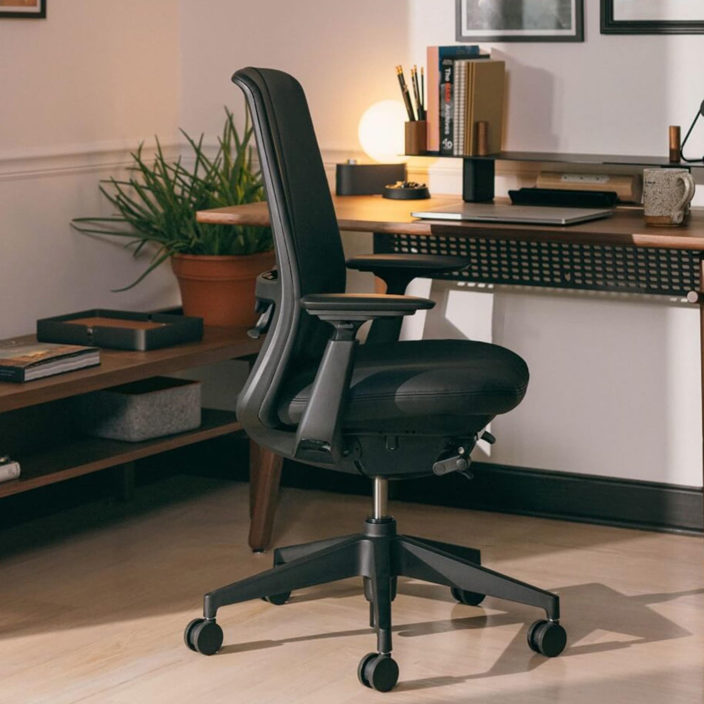Haworth Soji Office Chair with Ergonomic Adjustments, Adjustable Desk Computer Chair with Flexible Mesh Back, Without Lumbar Support, Home Office Furniture, Charcoal