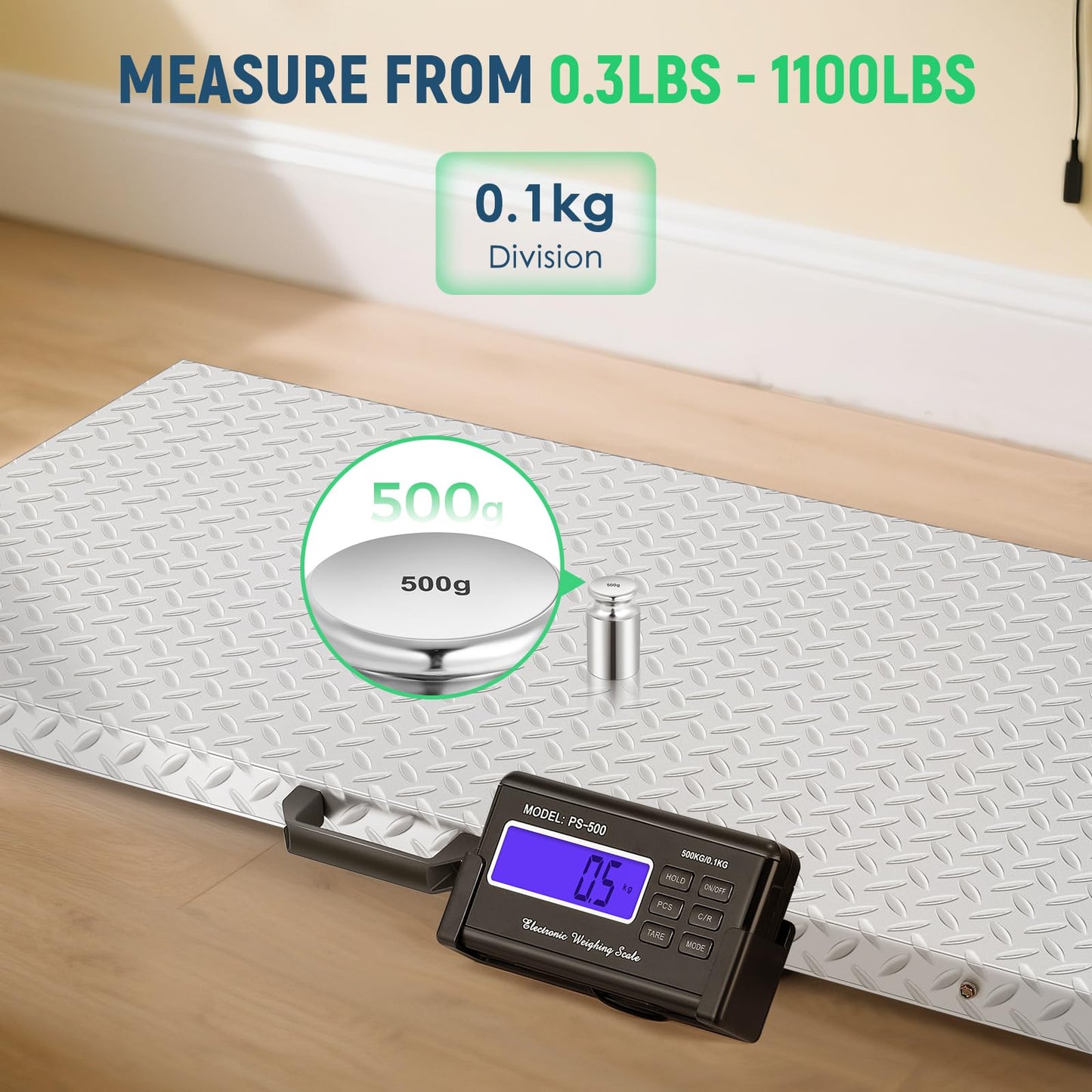 Antstone Dog Scale for Large Breed 1100lb X 0.2lb Livestock Scale for Pigs, Cattle with 40.7” X 20.9” Stainless Steel Weighing Platform
