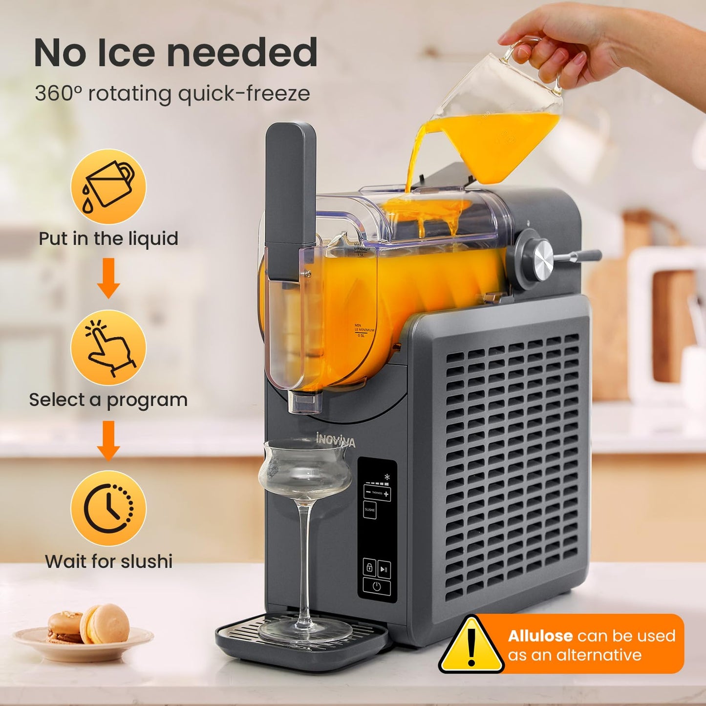 Slushie Machine, No Ice Needed, INOVIVA 68 oz Frozen Drink Maker for Home with Self-Cleaning, 5 Preset Programs, Frozen Margaritas, Frappés, Milkshake, and More, (2025 Version)