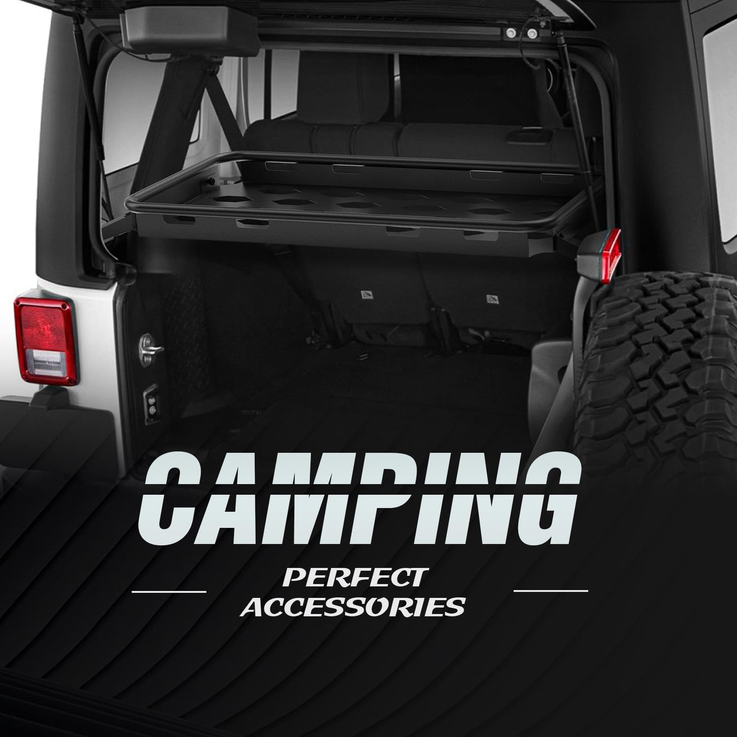 YZONA Rear Trunk Cargo Storage Rack Compatible for 2007-2026 Jeep Wrangler JK JKU & JL JLU Unlimited 4 Door Hardtops, Interior Luggage Rack Shelf for Camping Gear (350 LBS)