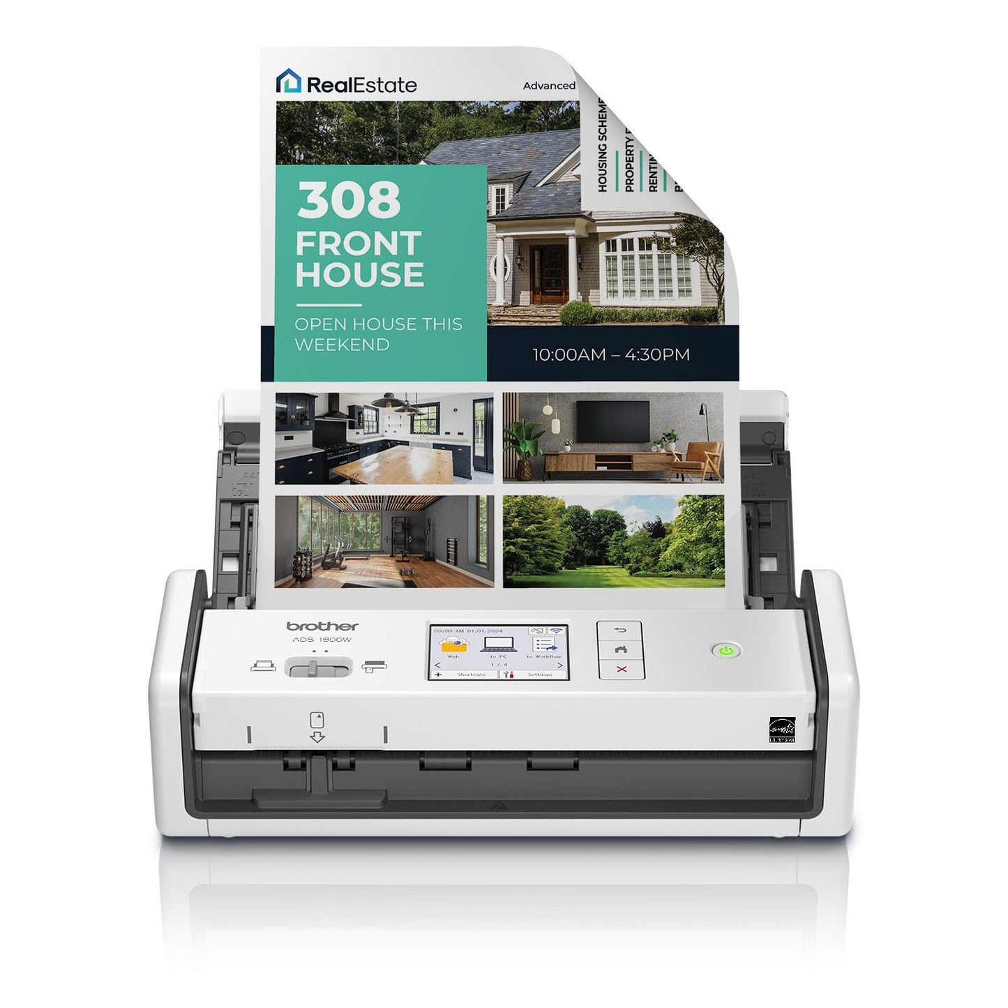 Brother ADS-1800W Wireless Compact Desktop Scanner | Scan Speeds of Up to 30ppm | 2.8" Color Touchscreen
