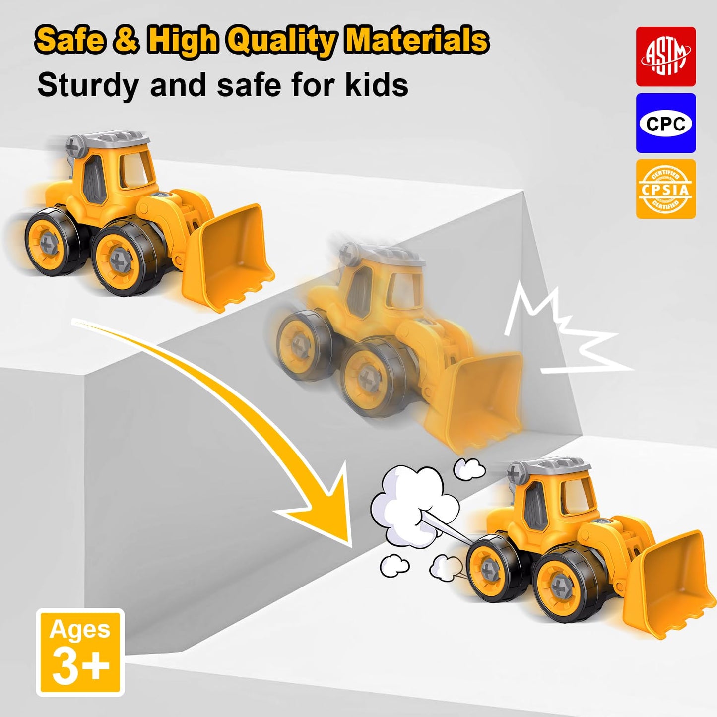 Trovogil Take Apart Construction Truck Excavator Toys for Kids Ages 3-8, STEM Learning Building Toys with Electric Drill & Puzzle Play, Educational Engineering Birthday for Boys Kids Toddlers
