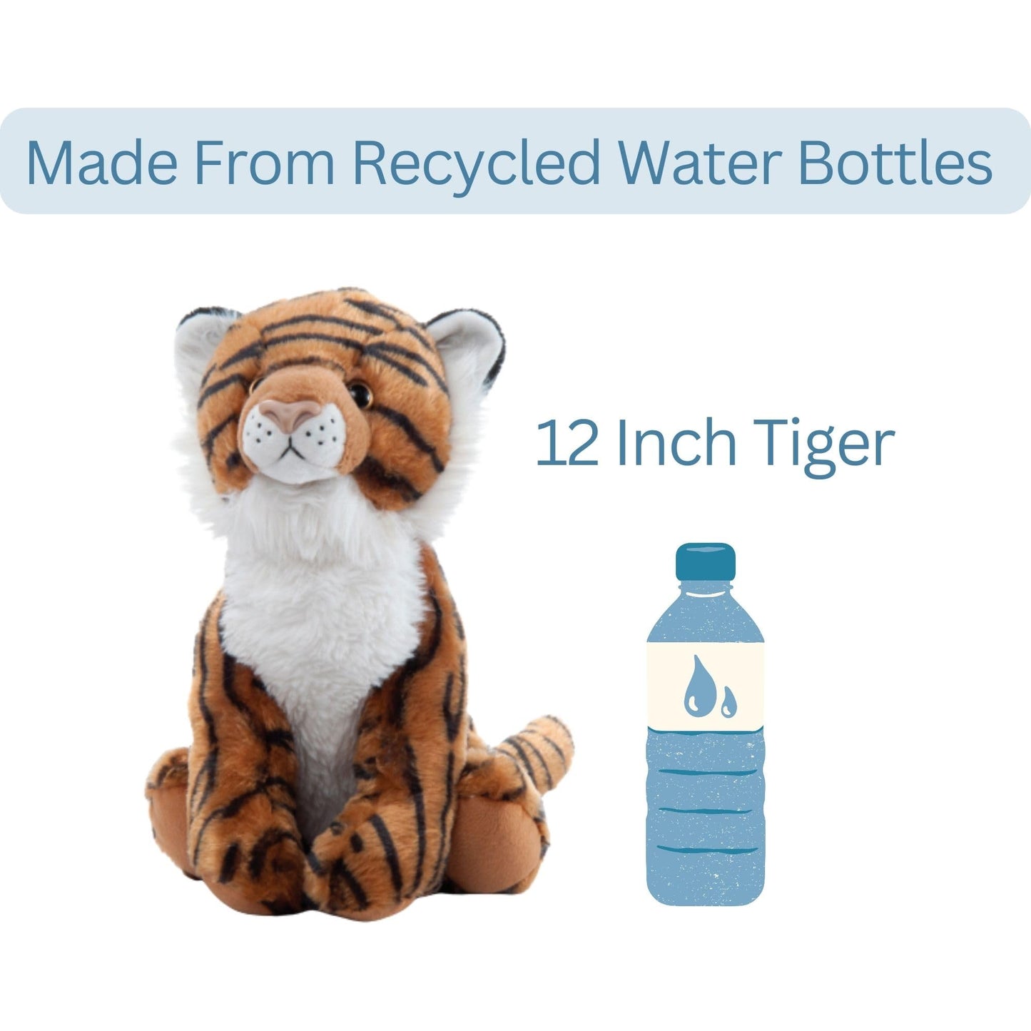 The Petting Zoo Tiger Stuffed Animal Plushie, Gifts for Kids, Wild Onez Zoo Animals, Tiger Plush Toy 12 inches