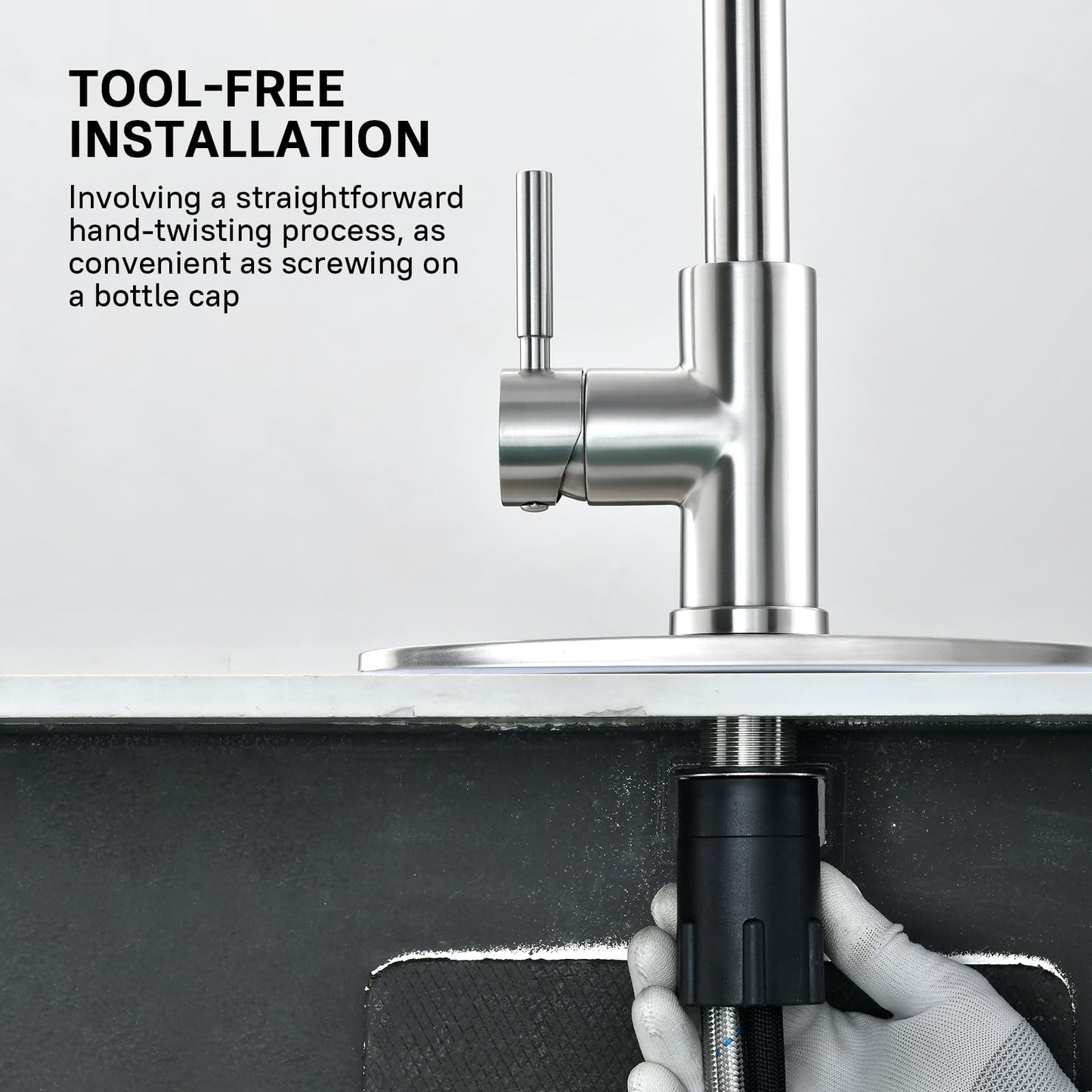 WEWE Kitchen Faucet with Pull Down Sprayer, Brushed Nickel Kitchen Sink Faucet Fits 1 or 3-Hole Kitchen Sinks, Single Handle Premium Stainless Steel, Suitable for RV, Farmhouse, Bar (Set of 2)