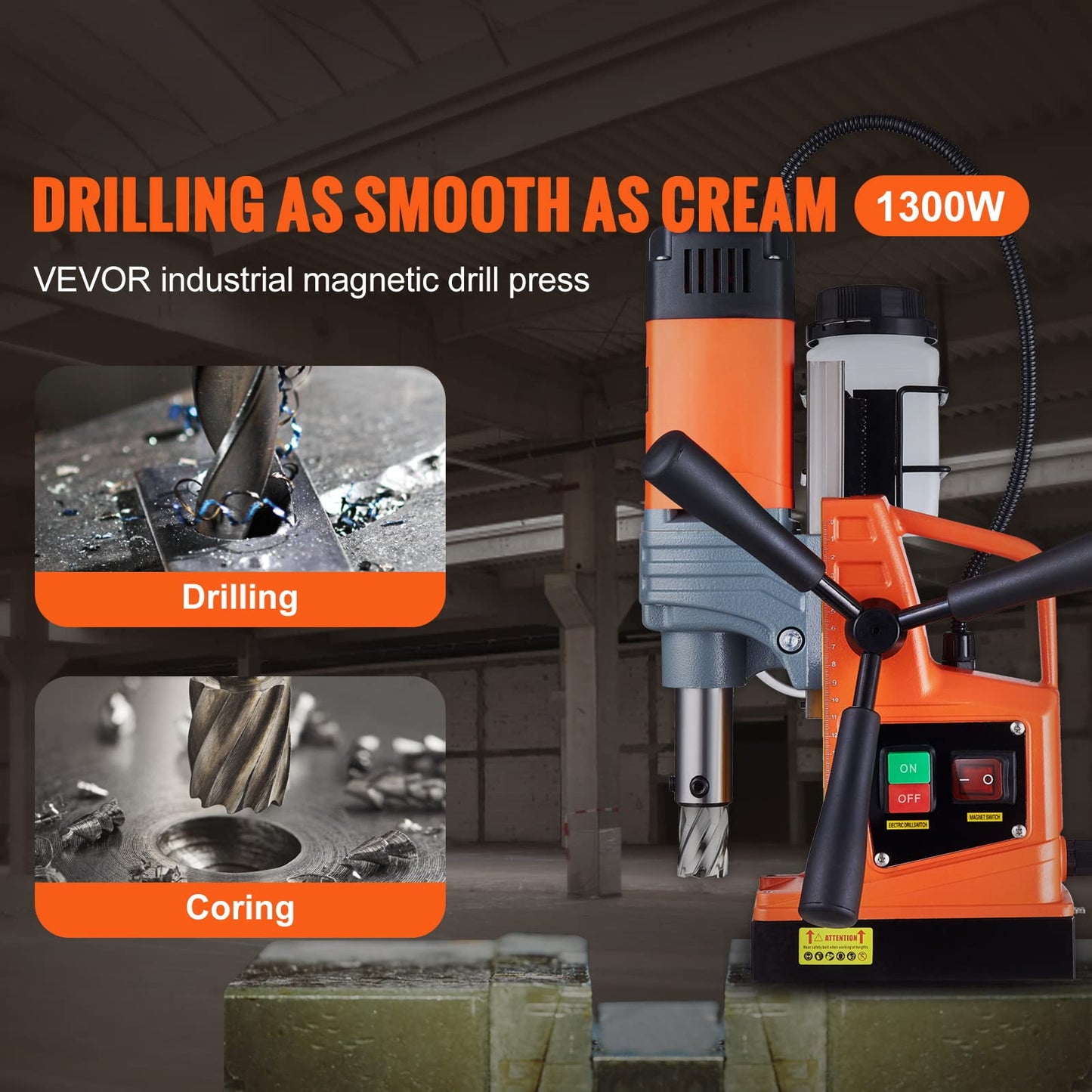 VEVOR Mag Drill Press, 1300W 1.57" Boring Diameter, 2922lbf Power Portable Magnetic Drill & Tap Magic 30004P ProTap Cutting Fluid, 4 oz. Size