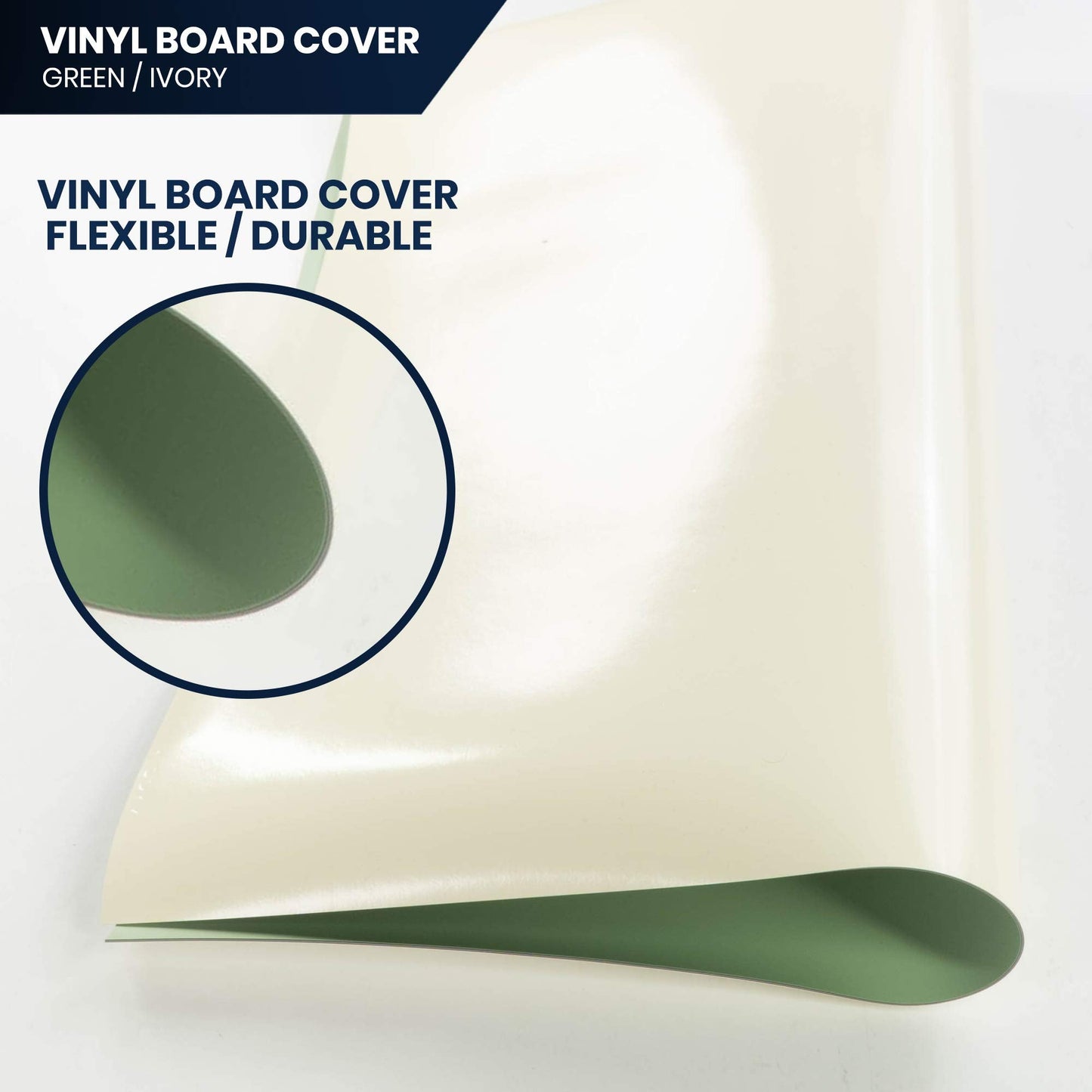 Pacific Arc Vinyl Board Cover. Self Healing and Stain Resistant Green/Ivory Sheet, 43.5 inches by 84 inches