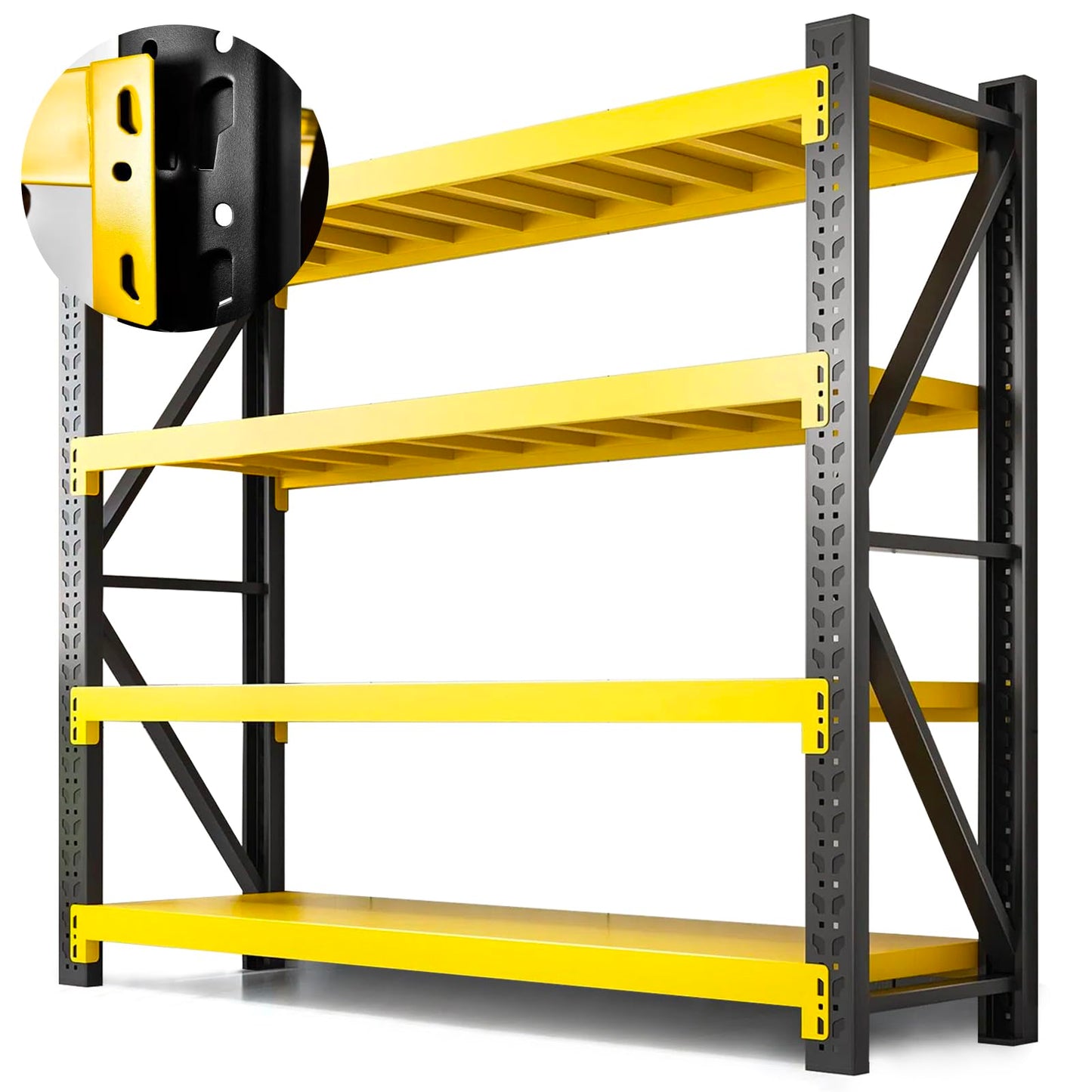 5000lbs Load Capacity,Heavy Duty 4-Tier Steel Shelving Unit, Adjustable Industrial Storage Rack for Garage Warehouse (Yellow and Black, W78.74*D23.62*H78.74)