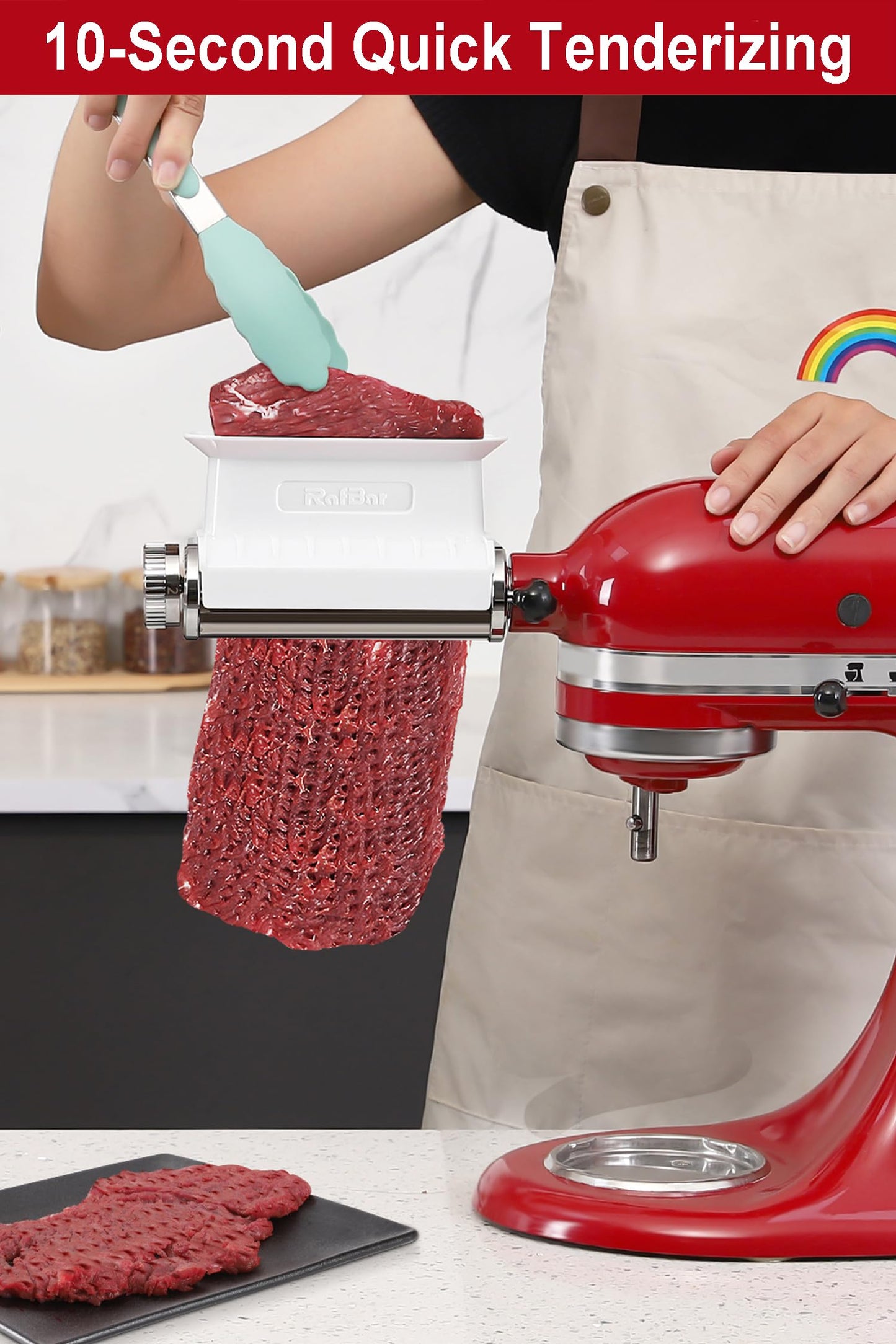 Meat Tenderizer Attachment for KitchenAid, Tenderizer Machine for Kitchen aid & Cuisinart SM50 Stand Mixers, Meat Tenderizer Tool, All Parts Dishwasher Safe