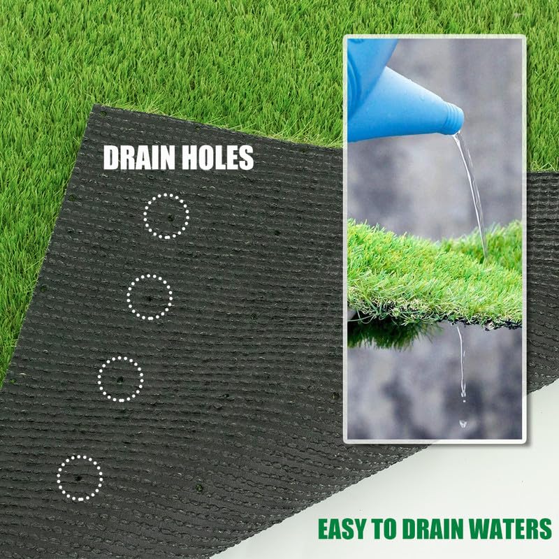SHNOSU Artificial Grass Turf Rug 7FTX15FT Indoor Outdoor, 1.38" Pile Height Realistic Fake Grass with Drain Holes Astro Turf for Patio Garden Lawn Landscape Balcony