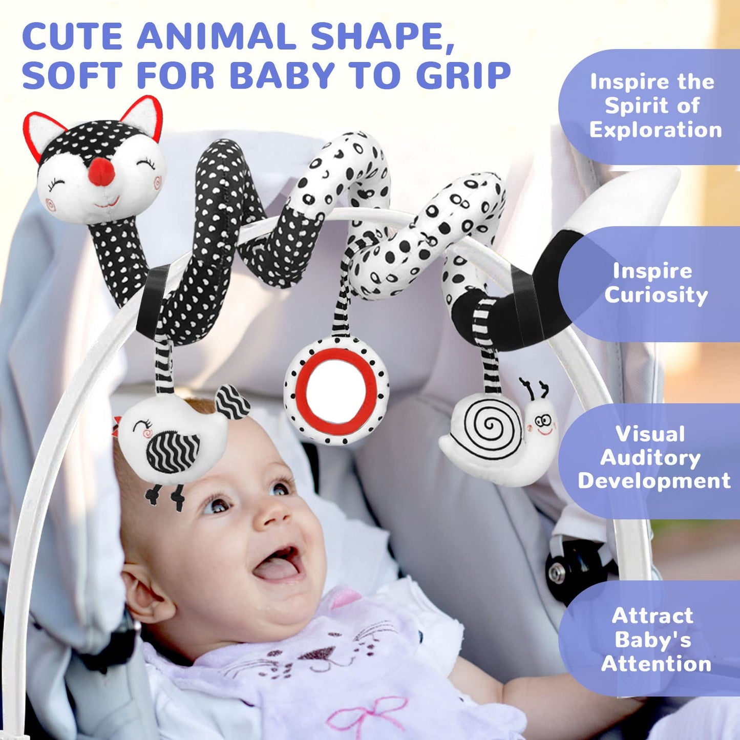 XIXILAND Car Seat Toys Baby Toys 0-3 Months Infant Toys Spiral Stroller Toys & Baby Rattles 0-6 Months Infant Toys 0-3 Months Newborn Toys, Baby Toys Gift for 0 3 6 9 12 Months Girls Boys