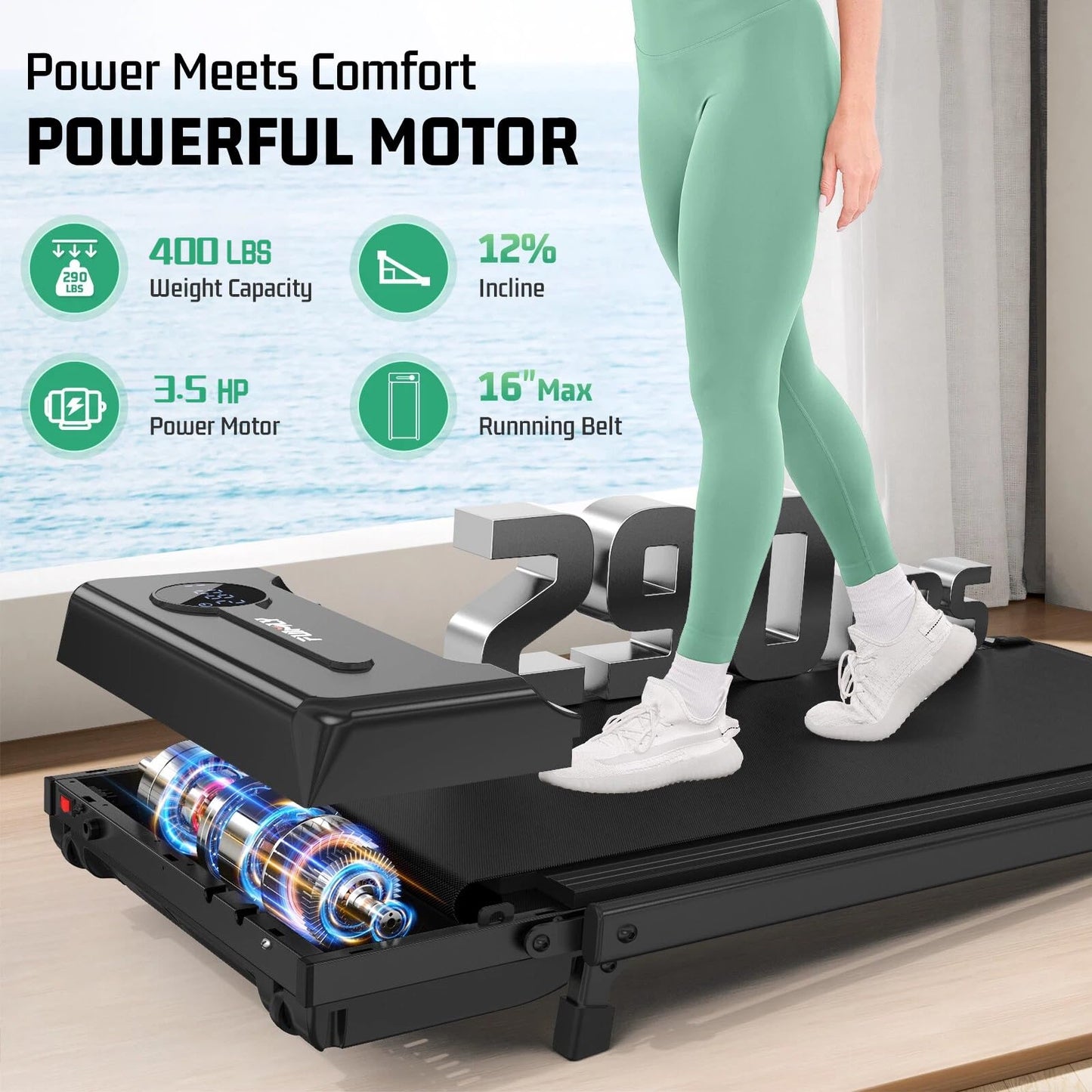 FUNMILY Foldable Walking Pad with Handle Bar, 4 in 1 Under Desk Treadmill with Incline, 2025 Upgraded Smart Folding Treadmill for Home/Office, 300 lbs Weight Capacity, Ultra-Quiet