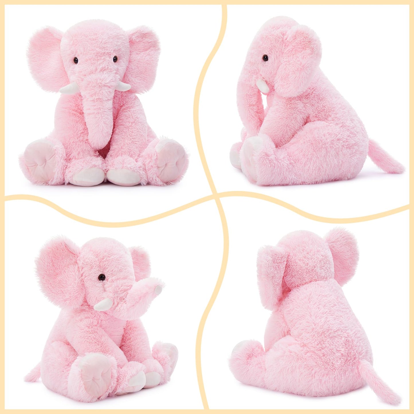 Tezituor 19.6 Inch Plush Elephant Stuffed Animal Giant Pink Elephant Toys Soft & Cuddly Plush Animal Gift for Girls, Kids Birthday Christmas Valentine's Day