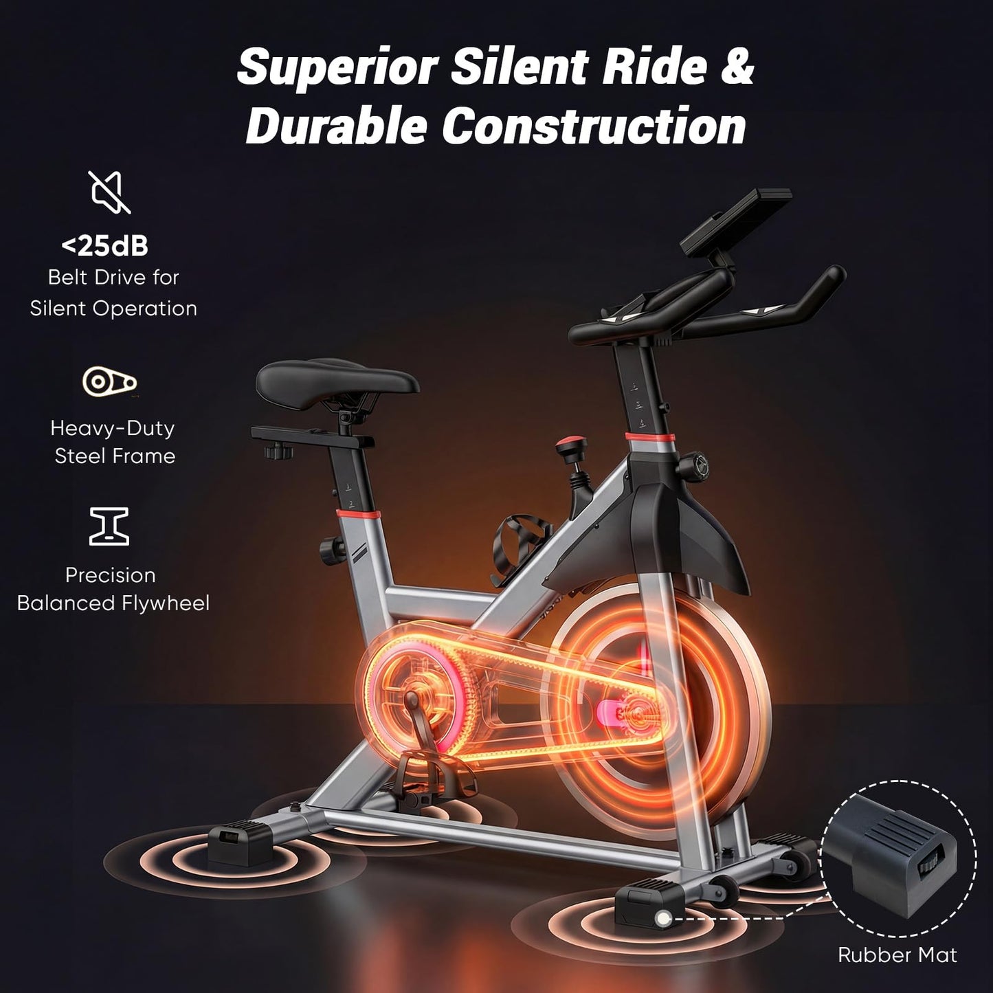 OLIXIS Exercise Bike with APP Control, Brake Pad Stationary Bikes with Quiet Magnetic Resistance, Indoor Cycling Spin Workout Bike with 300.0 lbs Weight Capacity for Living Room, Home, Gym, Orange