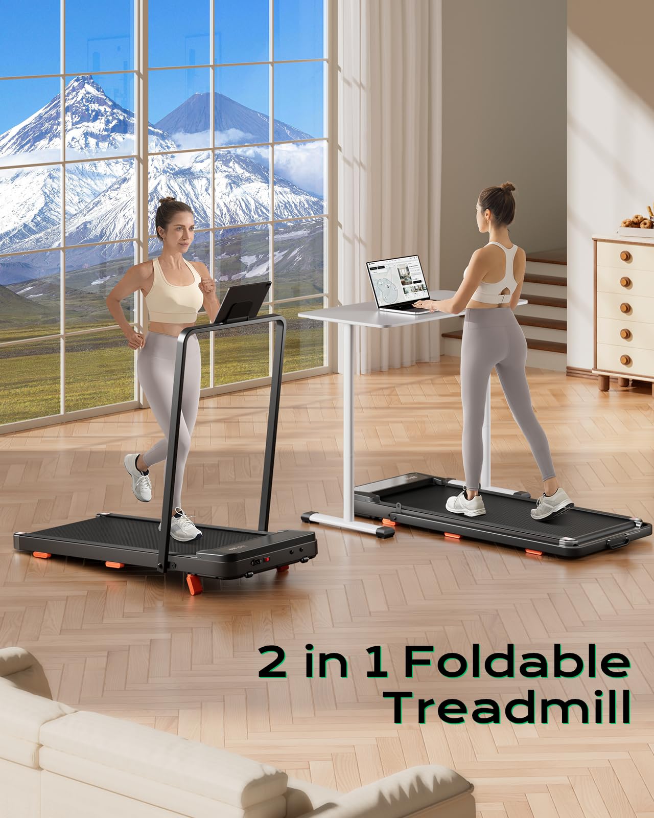 TREAFLOW Walking Pad,Treadmill with Incline for Home Office, 2.5HP Portable Under Desk Treadmill with 265 Lbs Capacity,Remote Control, Led Display, Light Black
