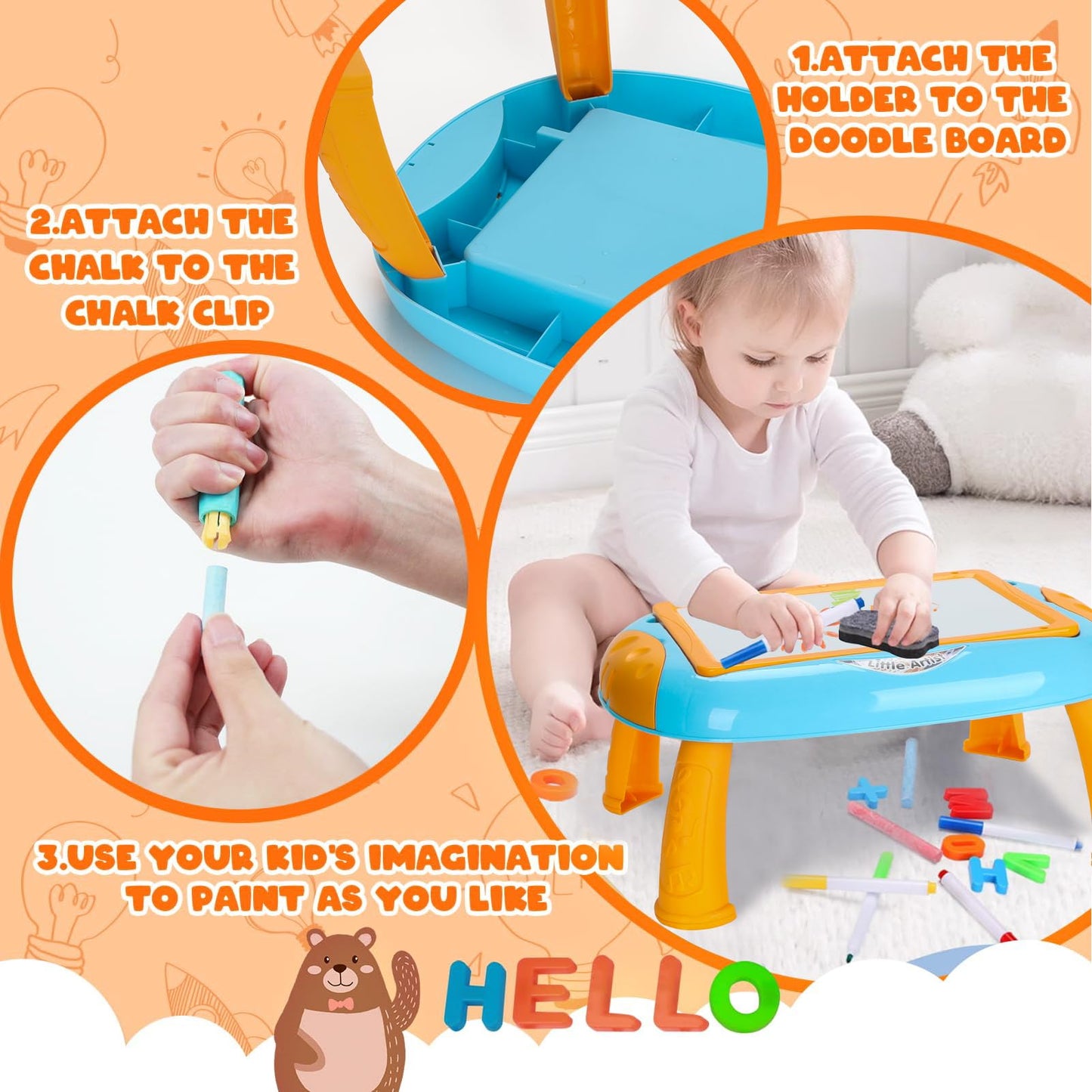 Cokzer Toys for 1-2 Year Old Boys, Toddler Boy Toy with Magnetic Letters and Numbers, Learning and Educational Toys for 1 2 Year Old, Boys Birthday (Blue,Orange)