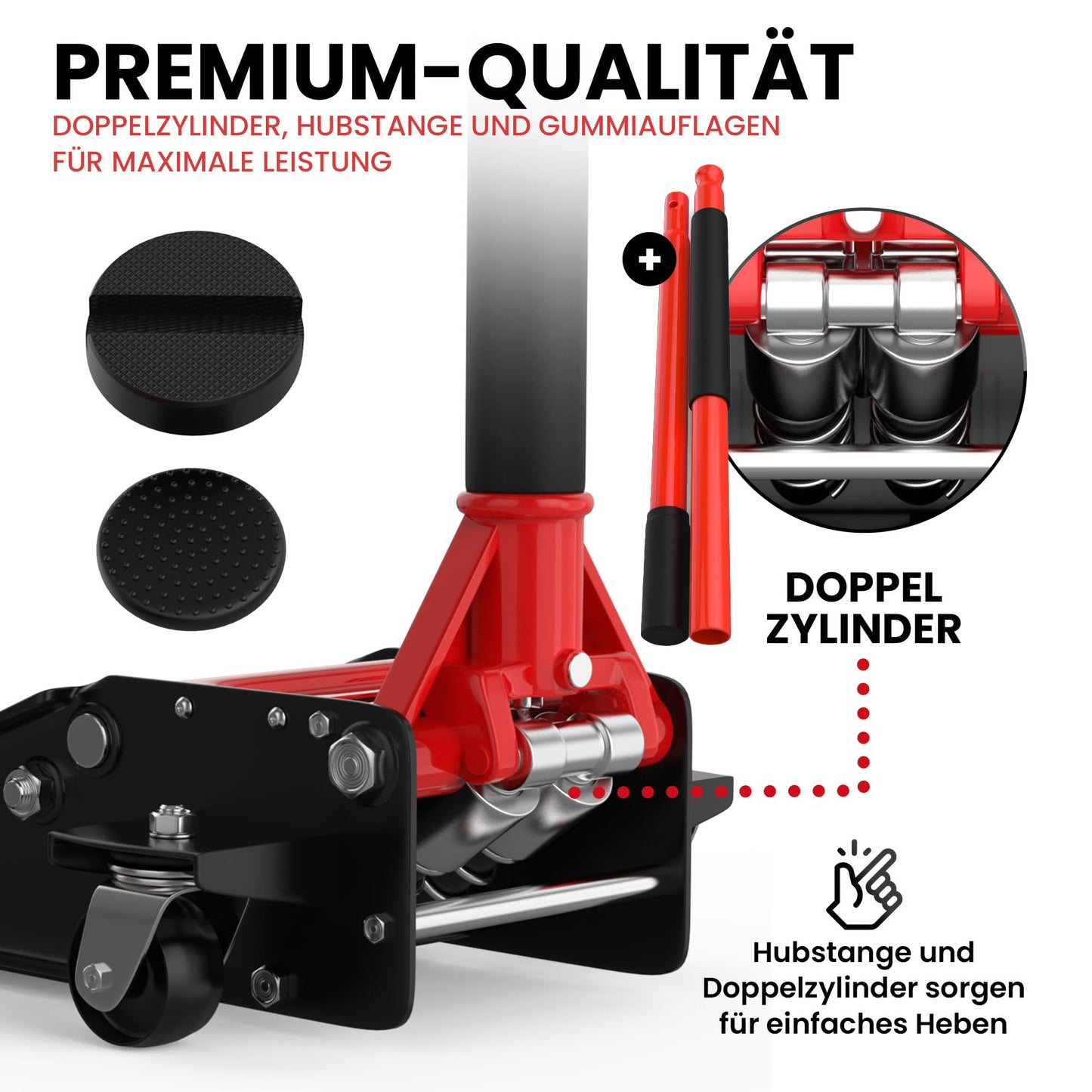 Car Jack 3-ton for car Low Profile Hydraulic Floor-Jack with 2X Rubber Pads for Heavy-Duty Lifting SUV Car