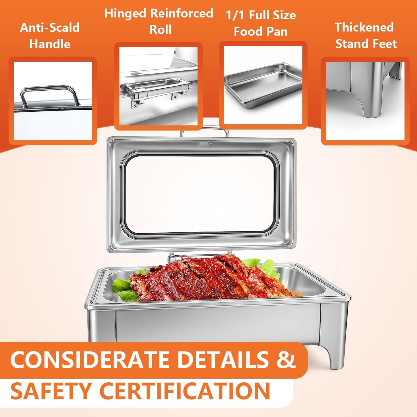 Electric Chafing Dishes for Buffet, Electric Buffet Food Warmer with Adjustable Temperature Control and Versatile Food Pan Options for Catering Buffet Applications.