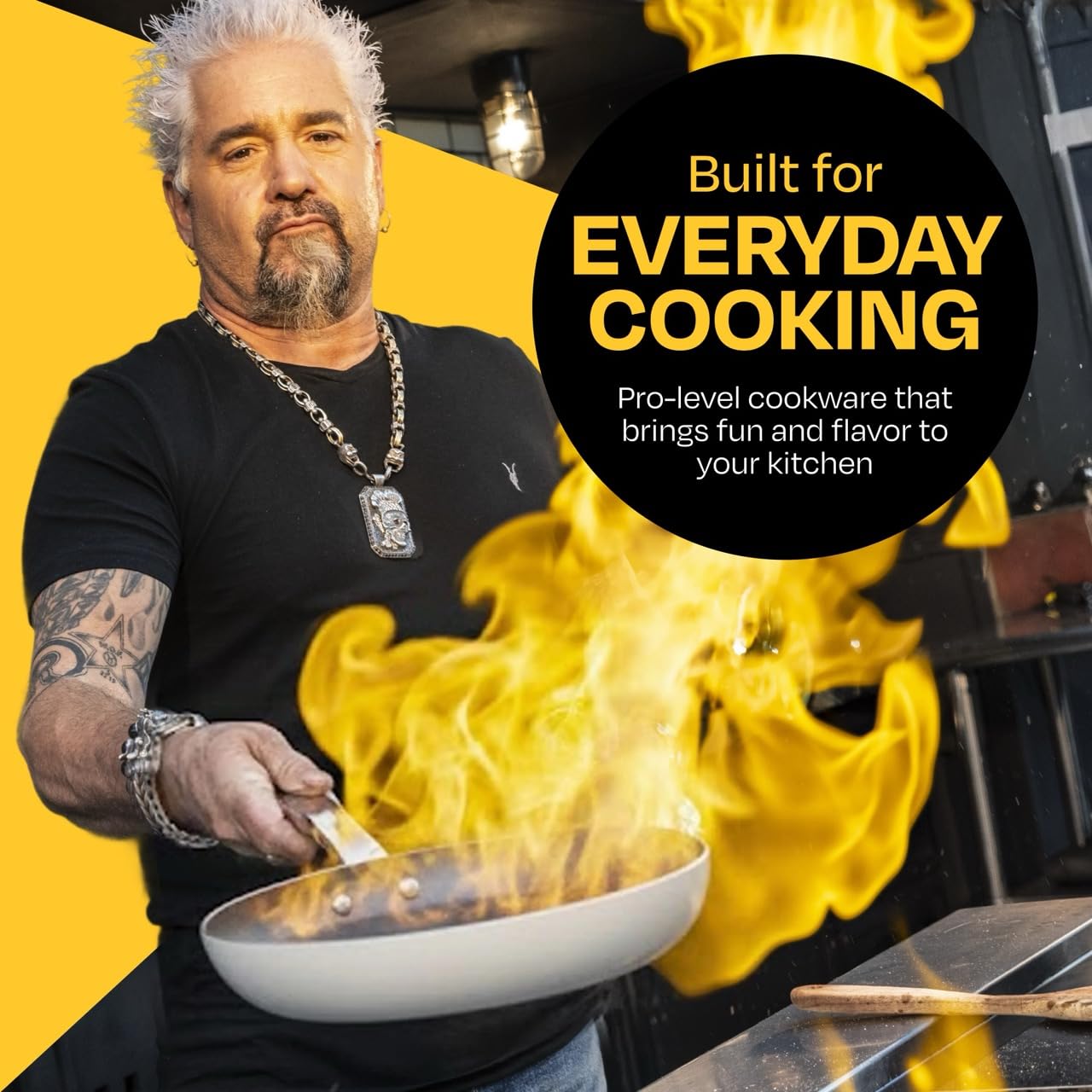 Guy Fieri's Flavortown 15-Piece Ceramic Cookware Set, Nonstick Pots and Pans for Cooking, Induction Compatible (Blue & White, 15-Piece, Induction-compatible)