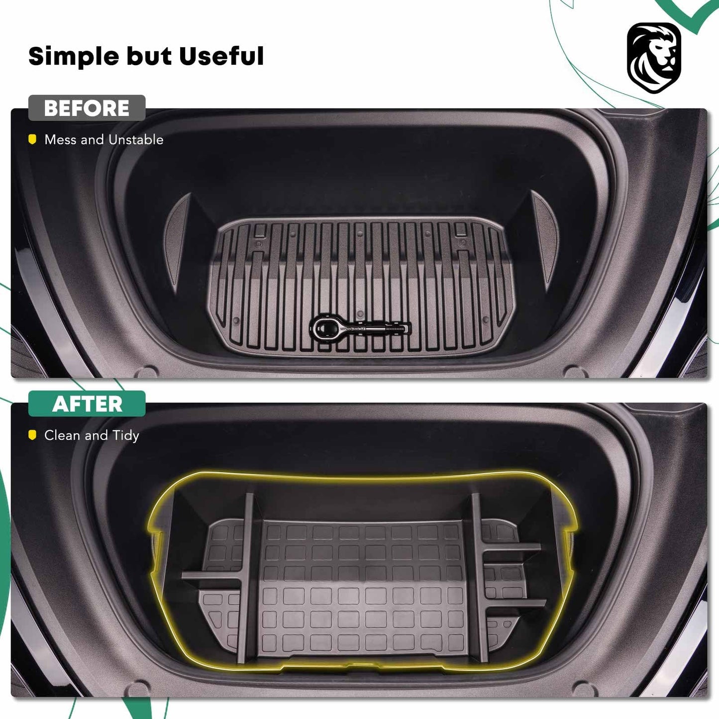 YHTAUTO Front Trunk Organizer Compatible with Tesla Model Y 2020 2021 2022 2023 2024, Frunk Storage Organizer Storage Box fits Tesla Y Accessories, 6 Separate Spaces