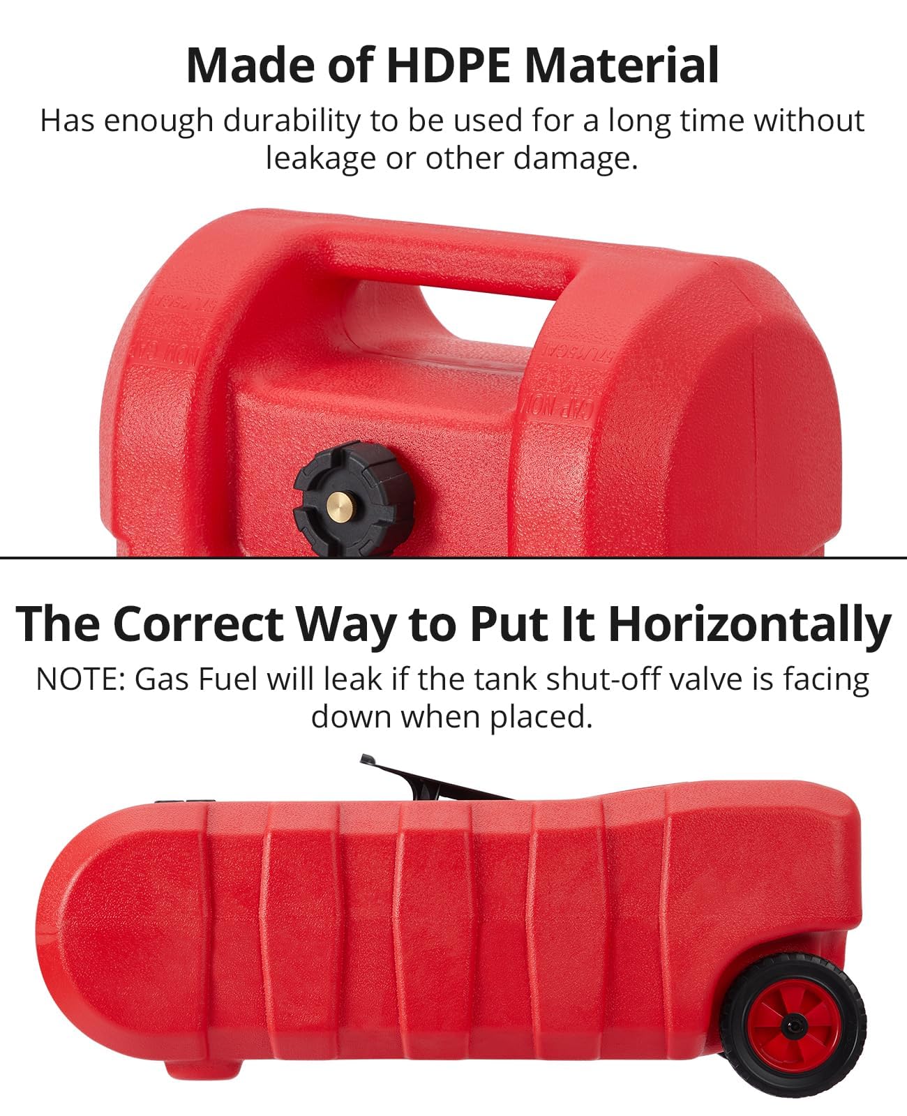 15 Gallon Gas Can, Portable Fuel Tank With Pump, Fuel Transfer Tank, Portable Gasoline Tank On Wheels With Le Fluid Transfer Siphon Pump and 10-Inch Hose for Cars, Boats, Lawnmowers, ATVs