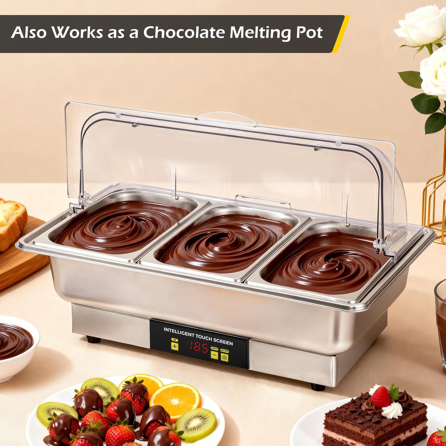Dyna-Living Electric Chafing Dishes for Buffet, 9.5QT 1/3 Size Pan Chafing Dish Buffet Set 600W Electric Buffet Servers and Warmers with Temp Control Display Food Warmers for Parties Catering Buffet