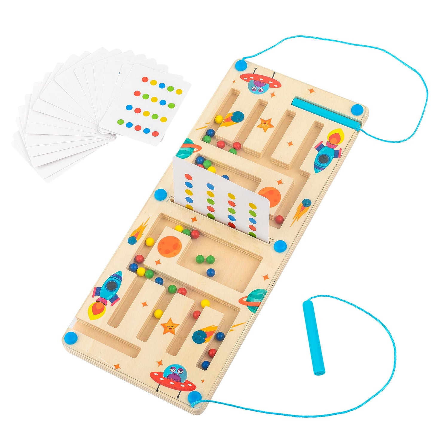 Kids Montessori Magnetic Wooden Toys - Bead Sorting & Stringing Activity for Kids Ages 3-7, Preschool Educational Logic Game, 2-Player Brain Teaser, Travel-Friendly Toddler Toy, Gift for Boys & Girls