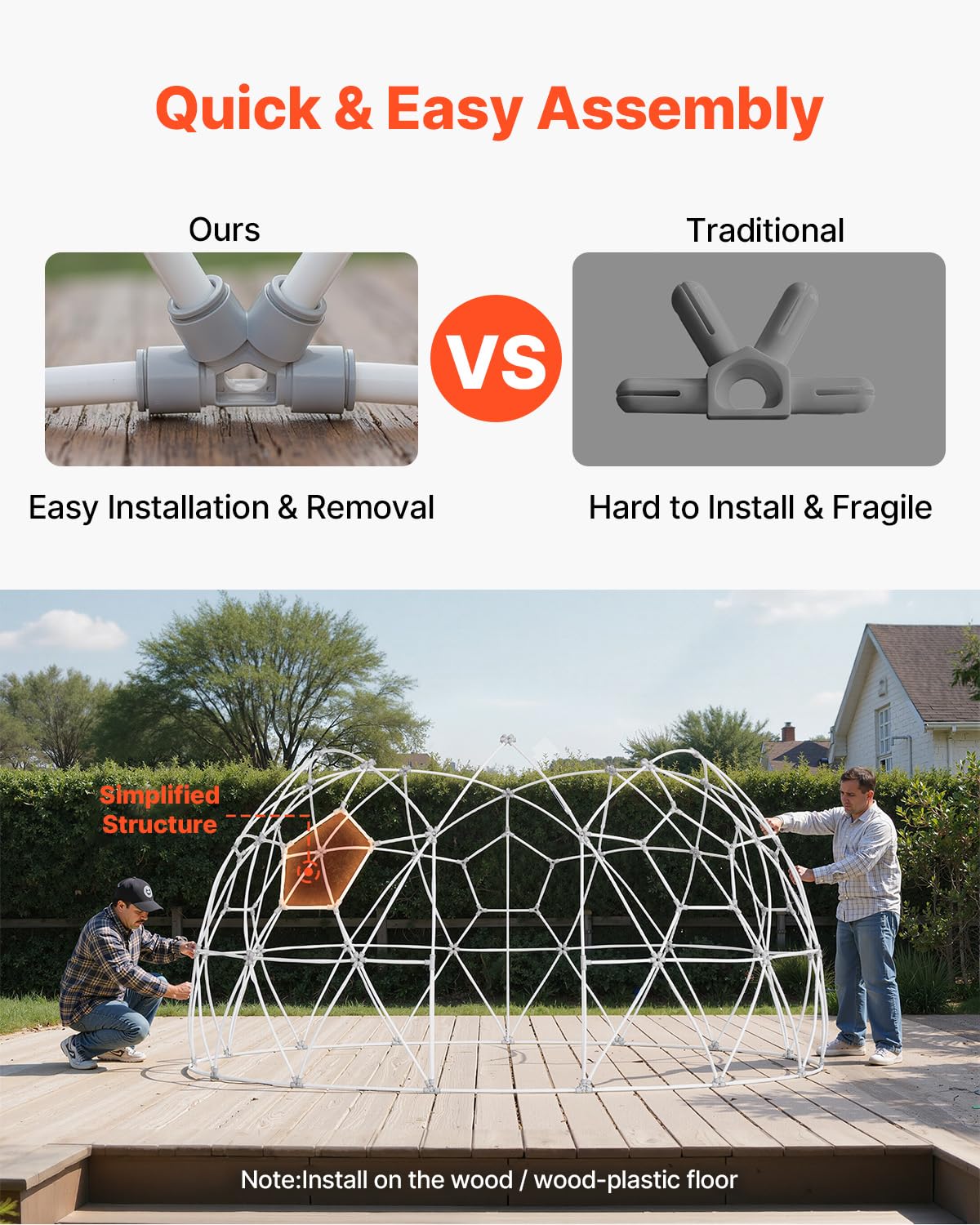 VEVOR Garden Dome Tent, 12 x 7.2 ft Clear Bubble Tent House for 4-7 Person, Waterproof PVC Geodesic Dome Greenhouse with Ventilated Window, Outdoor Igloo Tents for Patio Backyard Party Camping