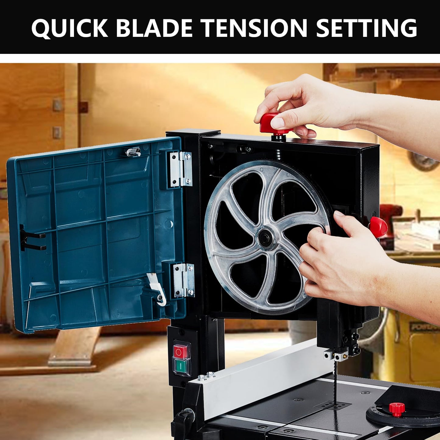 Towallmark Bandsaw, 3-Amp & 8-Inch Band Saw, 1800FPM Benchtop Bandsaw with Removable Safty Key, 0-45 Tilting Range, Saw For Cutting Wood with Fence and Miter Gauge, Band Saws for Woodworking