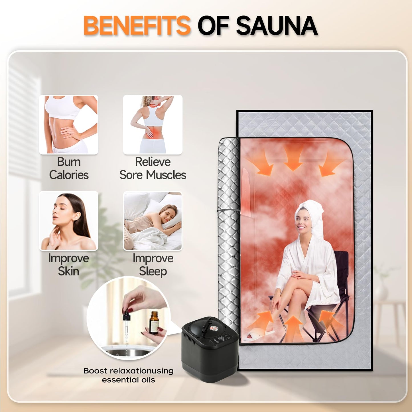 zaichare 2026 Home Steam Sauna with 4L 1500W Steamer, Full Body Sauna Box for Home, Personal Sauna Steam Sauna Tent at Home Spa, Home Saunas Room for Gym, Pilates, Garage (Silver 4L)