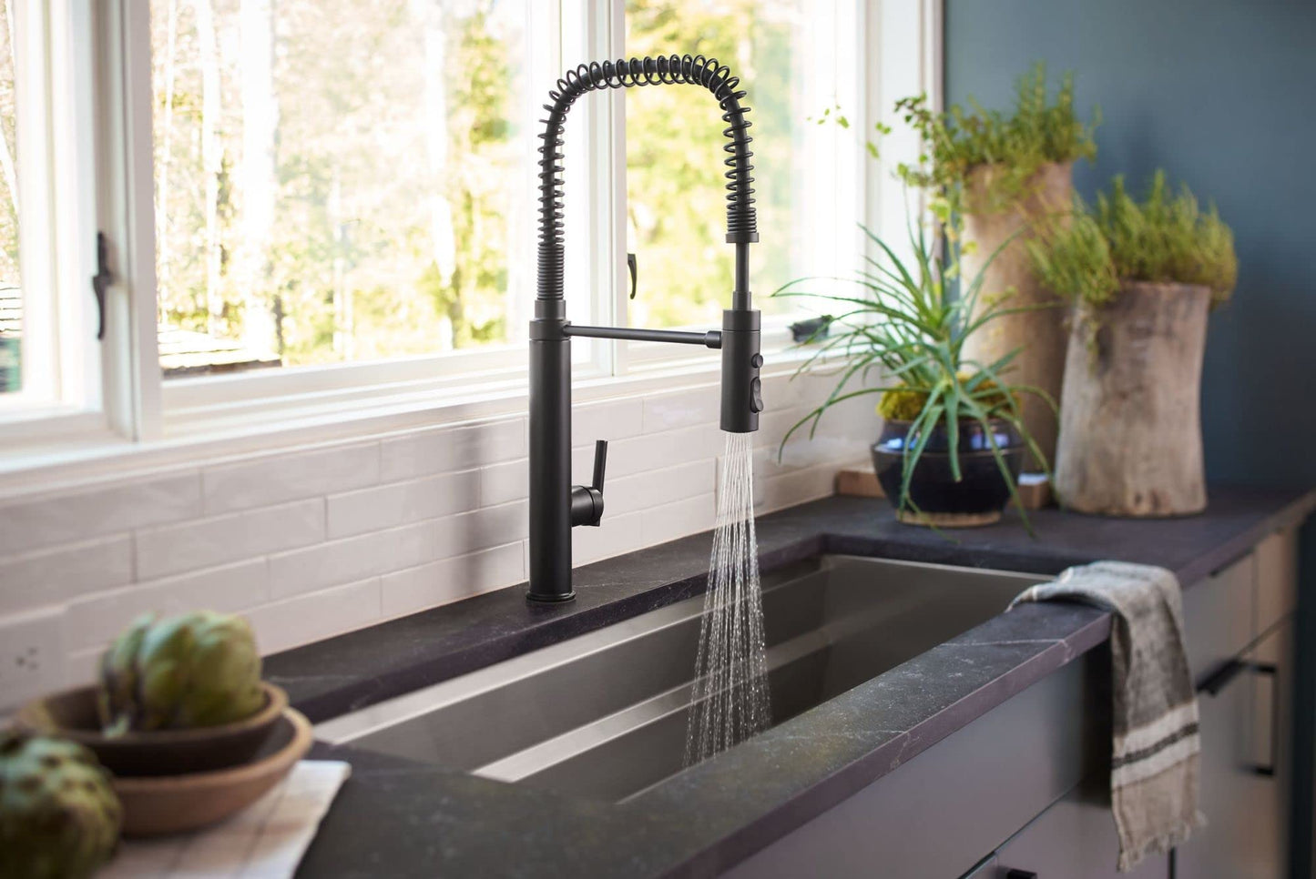 KOHLER ‎24982-AF Purist SEMI-PRO Kitchen Faucet, Commercial Kitchen Sink Faucet with Pull-Down Sprayhead, Vibrant French Gold