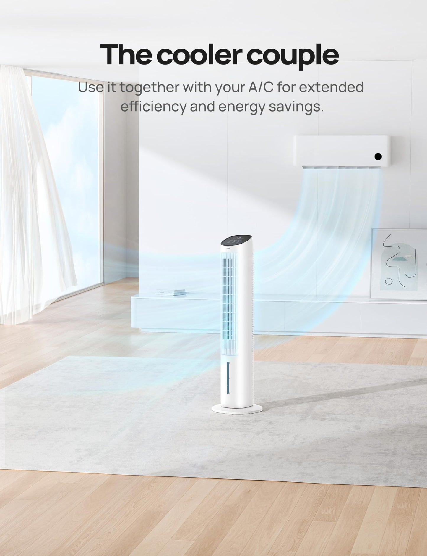 DREO Portable Air Conditioners Fan, 40” Standing Fans that Blow Cold Air, Portable AC，80° Oscillating Evaporative Air Cooler，Removable Water Tank, Ice Packs, Remote Control, 4 Speeds, 7H Timer, White