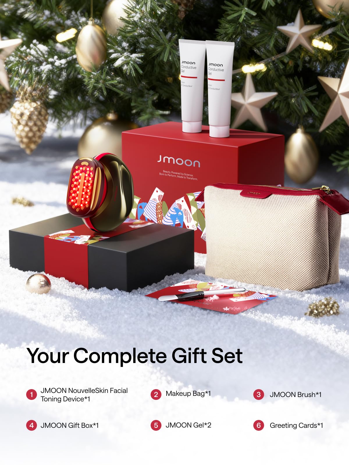JMOON Face Lift Gift Collection, Microcurrent Facial Device, Medical Grade Red & Infrared Light Therapy for Face, Lifts, Firms, Smooths Wrinkles with 4 Modes & 5 Intensity Levels