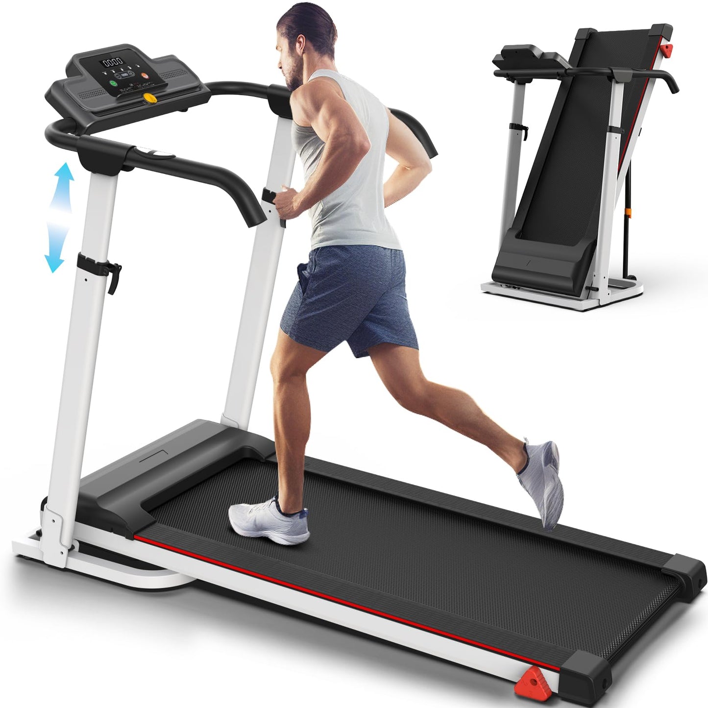 ANCHEER 2025 Premium Treadmill - 3.5HP Treadmills 350+ LBS Weight Capacity- 3-Level Incline, Foldable Design, Adjustable Height with Desk & Pulse Sensor - Perfect for Home Office & Family Workouts