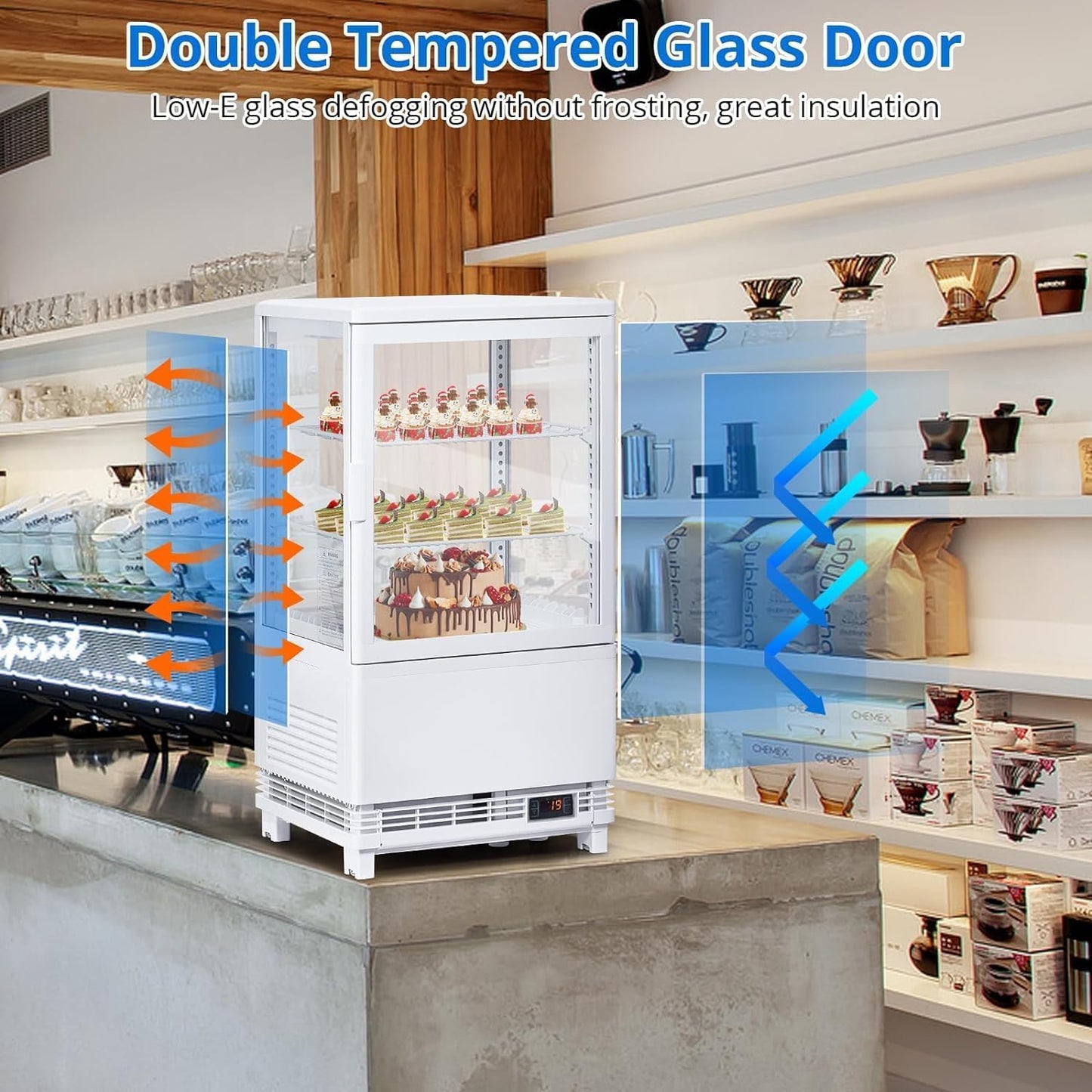 ActiveTrail Commercial Beverage Refrigerator, Upright Beverage Display Refrigerator with Double Glass Door and Adjustable Shelves, Refrigerated Beverage Cooler for Restaurants, Bars, Shops