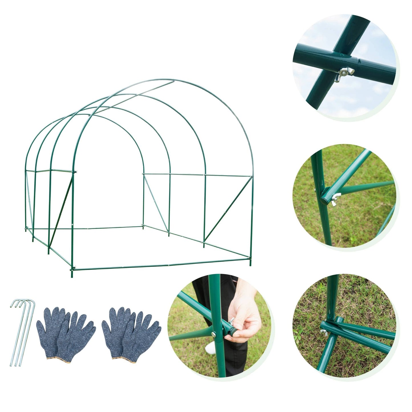 Grezone Walk-in Greenhouse Upgraded Green House with Zippered Screen Doors & 6 Screen Windows Heavy Duty Plastic Plant Warm House with Reinforced Frame (12x7x7 FT)