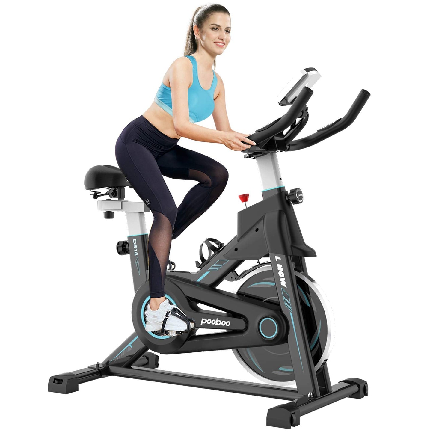 Exercise Bike, pooboo Stationary Bike for Home Gym, Magnetic Resistance Indoor Cycling Bike w/Comfortable Seat Cushion & Tablet Mount, Silent Belt Drive Indoor Bike for Cardio Workout