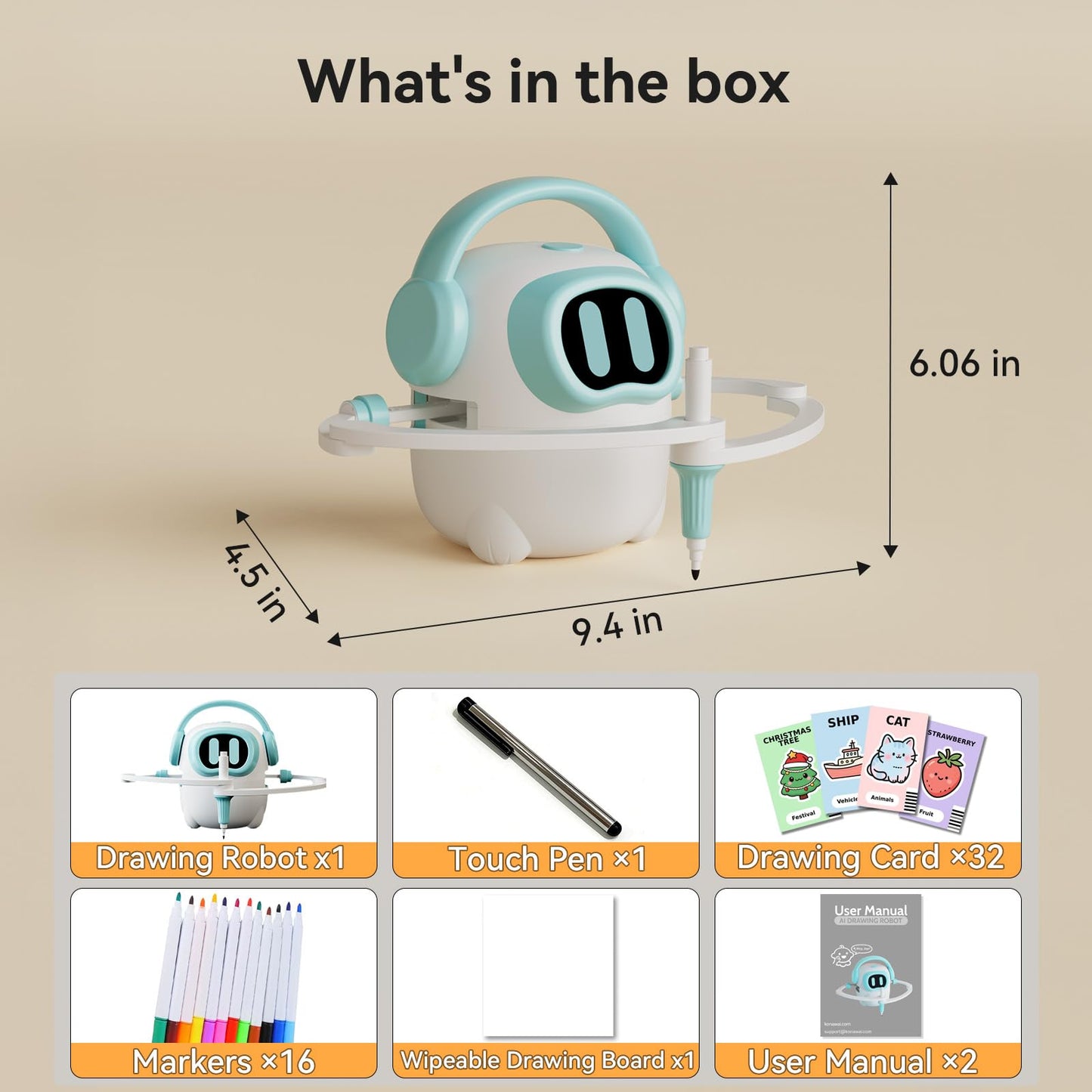 AI Drawing Robot for Kids, 10000+ Free AI-generated Images,Regularly updated image library,Educational Learning Toys for Boys & Girls Ages 3-8 ,AI Enlightenment Painting Toy for Birthday Gift (Cyan)