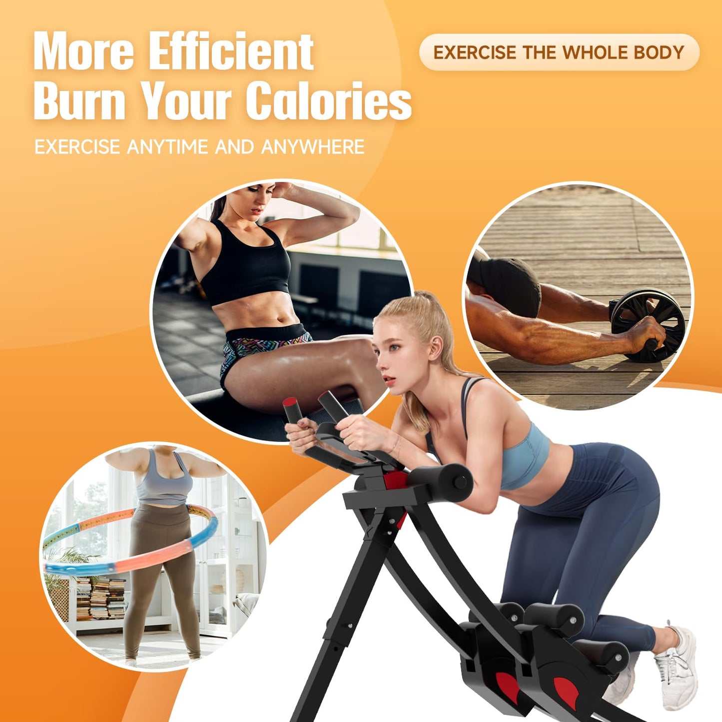 Weceni Ab machine, AB trainer machine,workout equipment for Home Gym Strength Training, Ab workout equipment, AB machine for stomach workout, Foldable abdominal trainer for Men and Women exercise