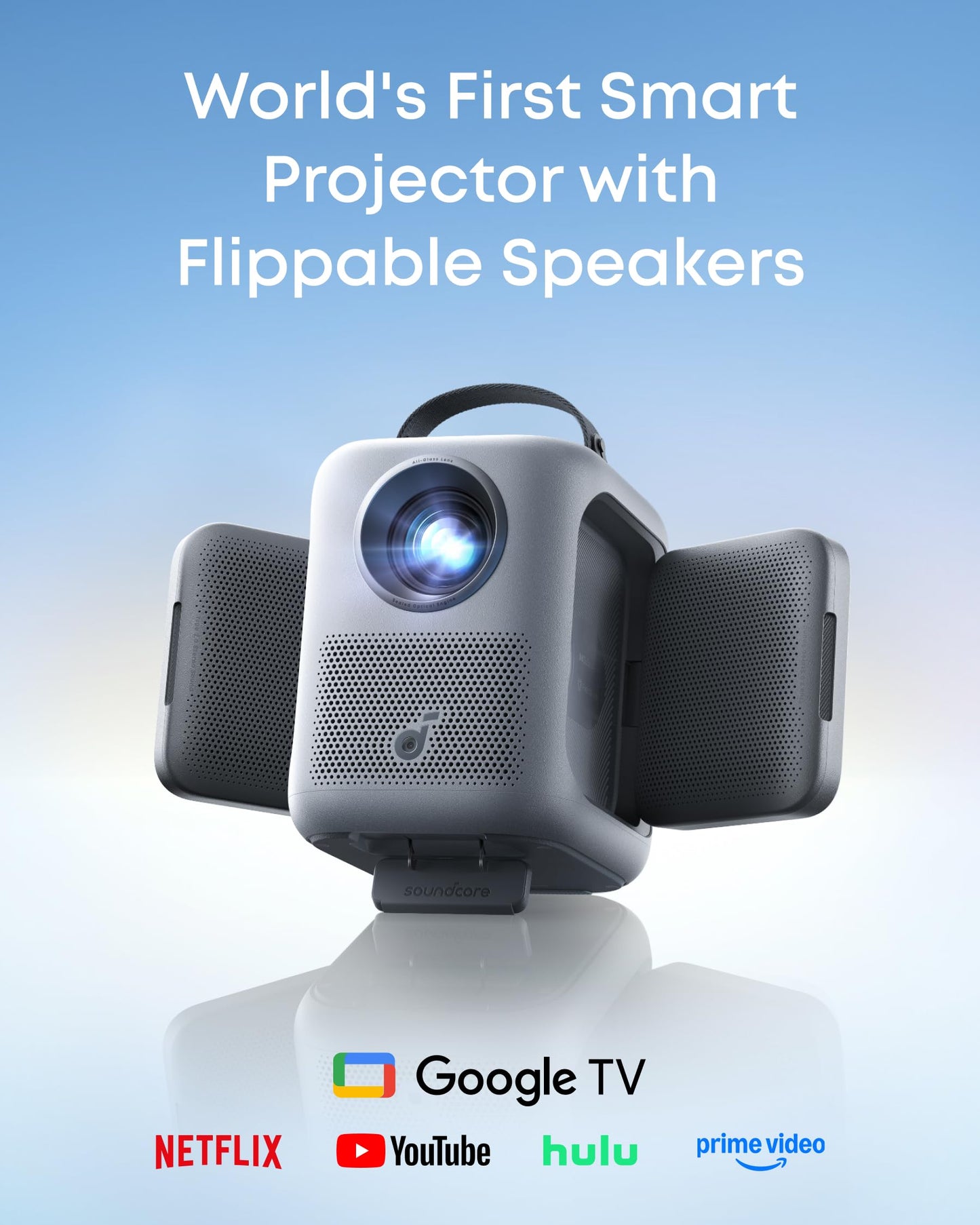 Anker Nebula P1i Portable Projector with WiFi and Bluetooth by soundcore, Flippable Design, 1080P FHD, 380 ANSI Lumens, Auto Focus/Keystone, All-Glass Lens, Built-in Speaker